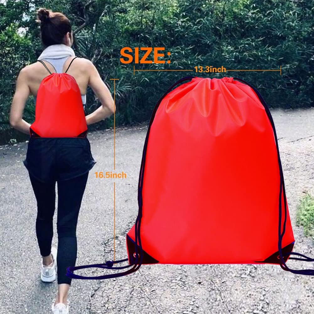 Bulk Drawstring Bags, Polyester Draw String Bags, Gym Sports Cinch Bag Drawstring Backpack for Women Men - 30, Green image number 7