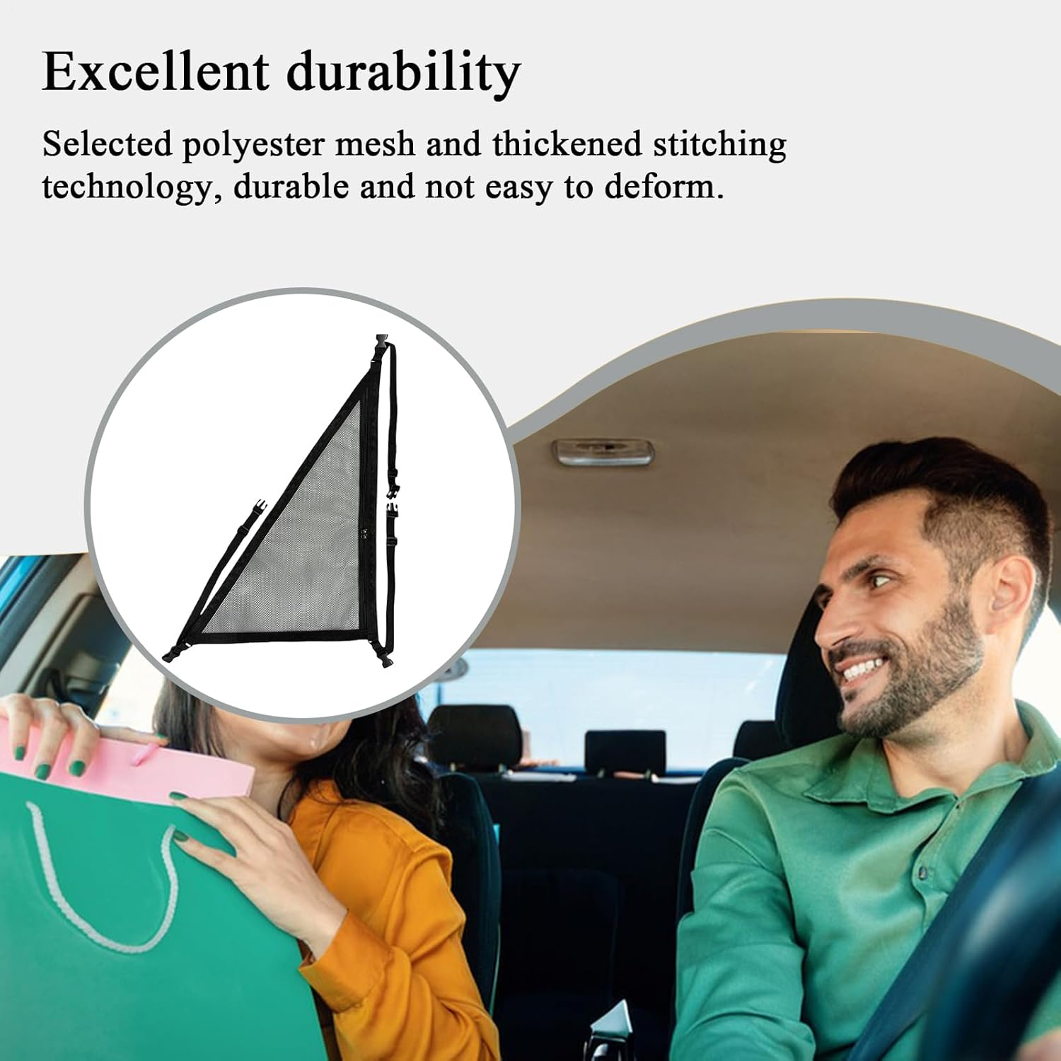 Car Ceiling Storage Net | Triangle Mesh Storage Organizer - Adjustable Straps, Heavy-Duty, Space-Saving Automobile Interior Accessories for Outdoor Adventure Long Distance Travel image number 1