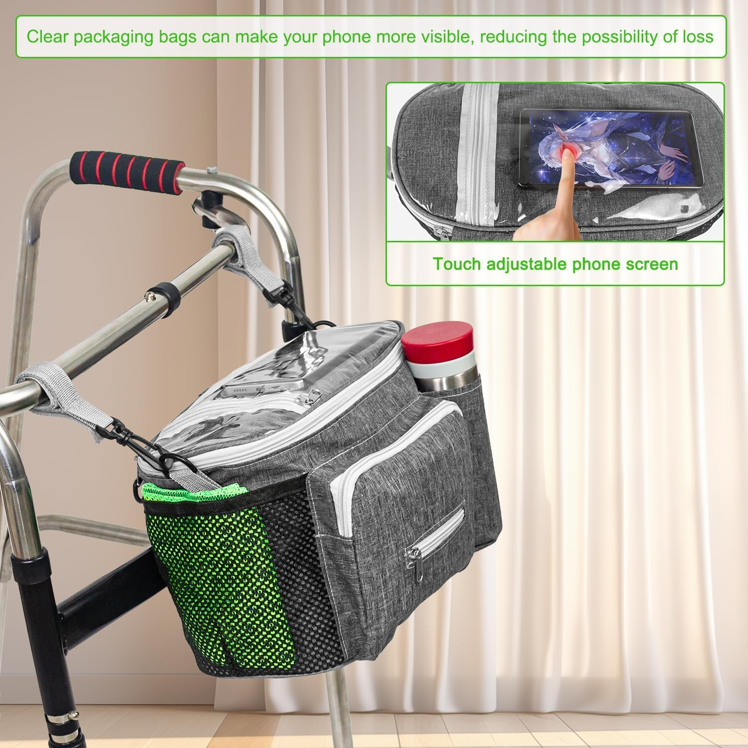 Wheelchair Accessories - Cup Holder Bag & Side Pouch - Black image number 5