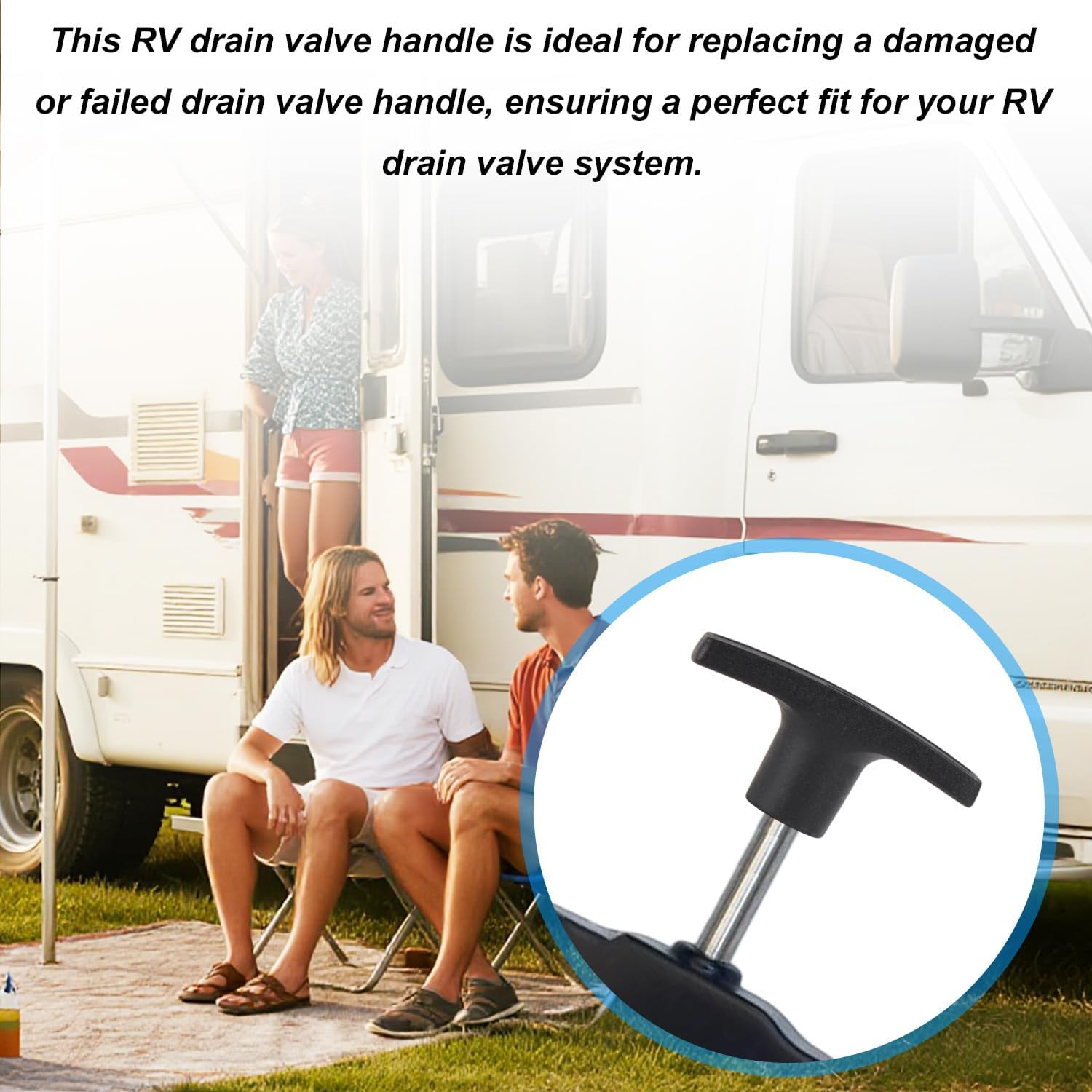 2Pcs RV Waste Valve Handle Kit, RV Sewer Valve Handle with 4 Nuts 2 Screws 2 Gaskets for Camper Sewer Tank Accessories image number 3