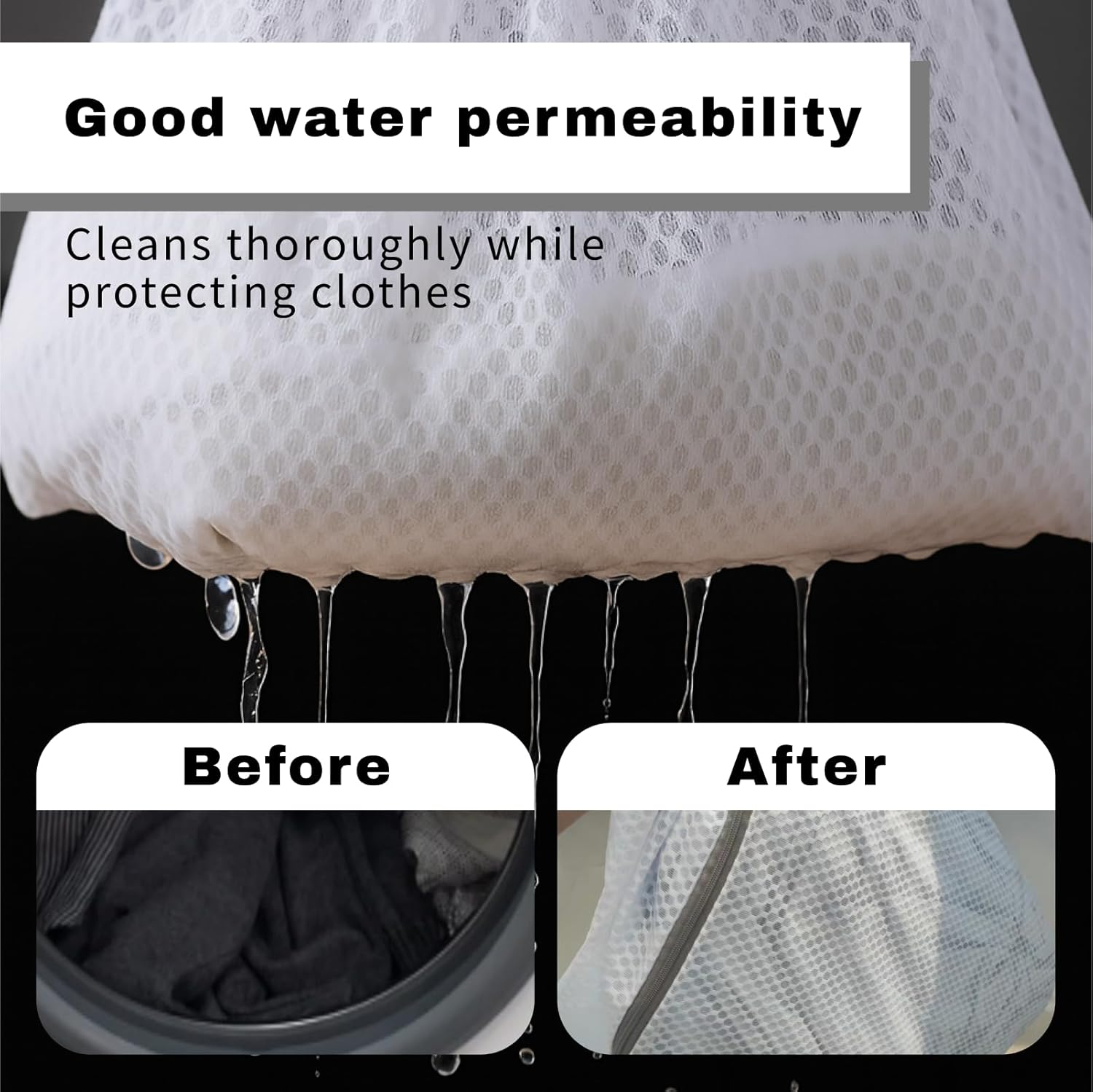 2 Pcs Large Mesh Laundry Bag for Delicates, Reusable Washing Bag with Zipper for Lingerie, Sweaters, and Toys, Travel Laundry Bag and Shoe Washing Bag for Safe Washing and Drying of Delicates image number 4