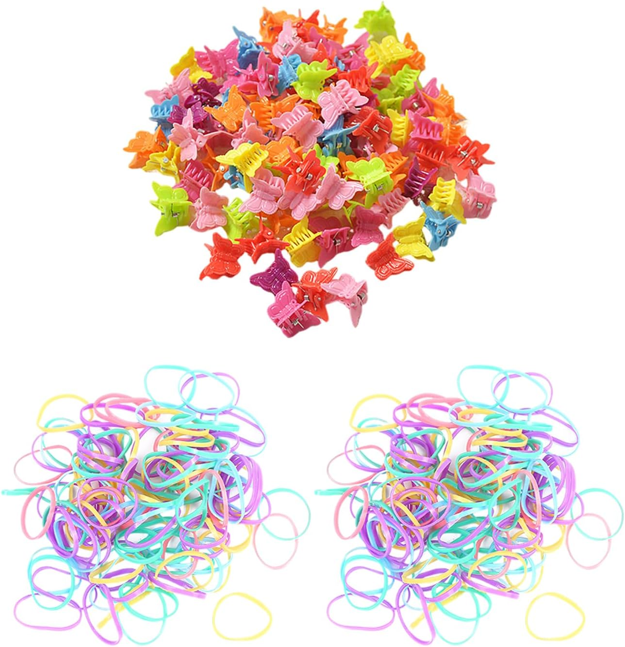 Pack of 50 Mini Butterfly Hair Clips and 100 Pieces Rubber Bands, Cute Hair Clips, Children'S Hair Accessories, Hair Accessories image number 2