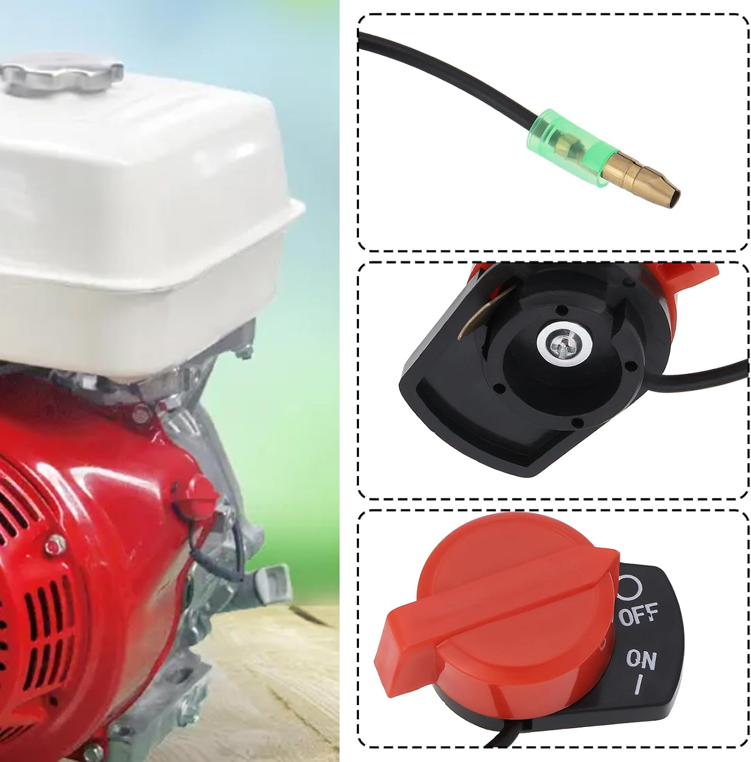 Emsea 2Pcs Mixer Stop Switch Single Wire Kill Switch 36100-ZE1-005 36100-ZE1-015 36100-883-005 Compatible with Honda G100 G150 G200 G400 GX100 image number 3