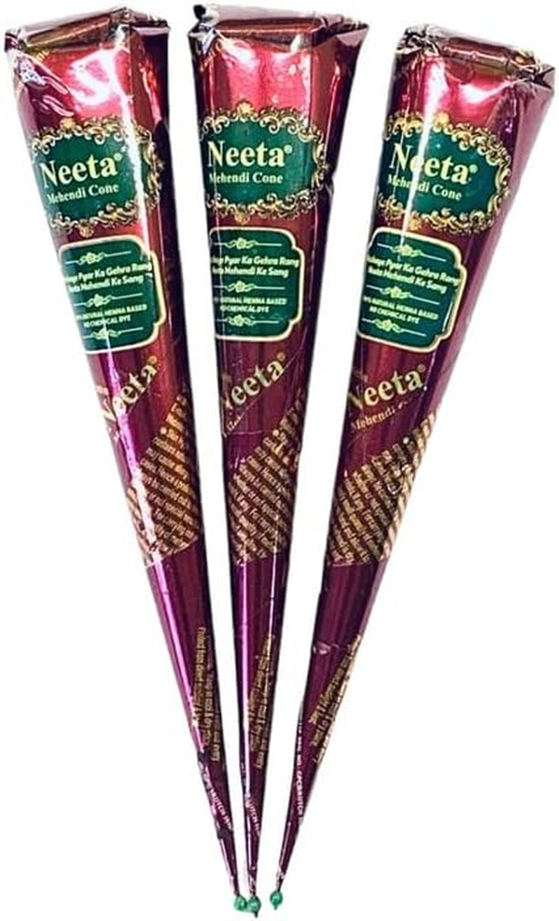 AARNAV 1 X Fresh Neeta Henna Mehndi Cones Neeta Henna Cones for Temporary Body Art Tattoo All Natural Herbal Pure Henna Mahendi Paste Cones (Neeta Henna Cones X 1)