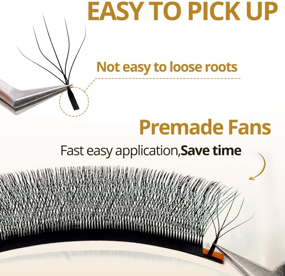 Lunamoon 5D Eyelash Extensions, W Eyelashes, Self-Fanning Lash, Ready-To-Use Fan Eyelash Extensions, Russian Volume Eyelashes, Premade Fan Lashes (Camellia5D-0.07C/8-15 Mm) image number 6