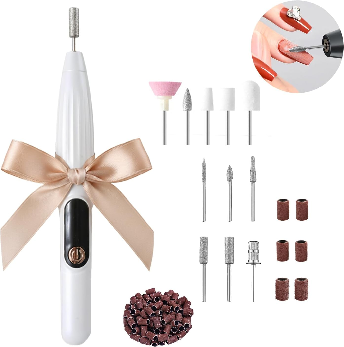 Mincham Portable Electric Nail Drill File, Stepless Speed Adjustment USB-C Rechargeable, Professional Manicure Pedicure Tool for Home/Salon image number 2