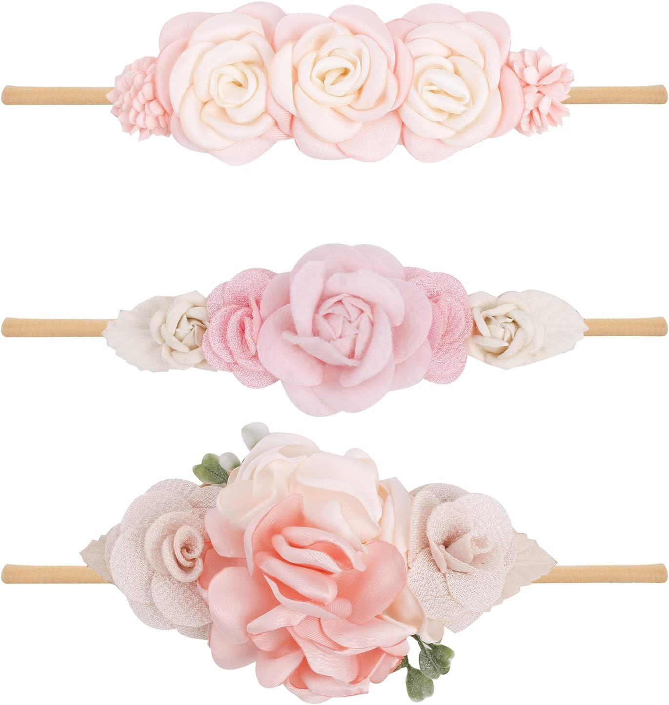 Baby Toddler Flower Headbands Bows, 10 Pack Super Stretchy Newborn Infant Girls Hair Bands by Mligril - Beige Blue image number 2