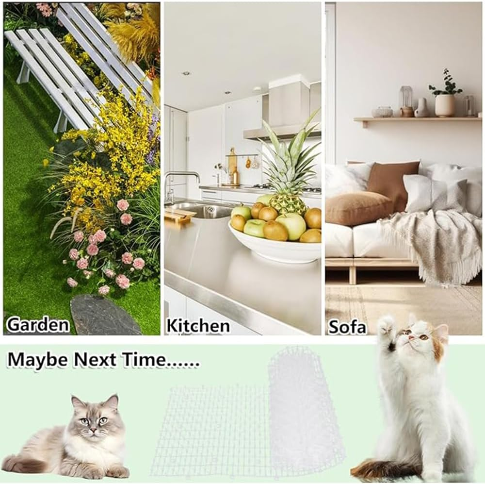 White Cat Repellent Outdoor Scat Mat,Household Garden Prickle Strip, anti Cat Dog Repellent Deterrent Spike Mat, Keep Pet off Couch Furniture Garden image number 3