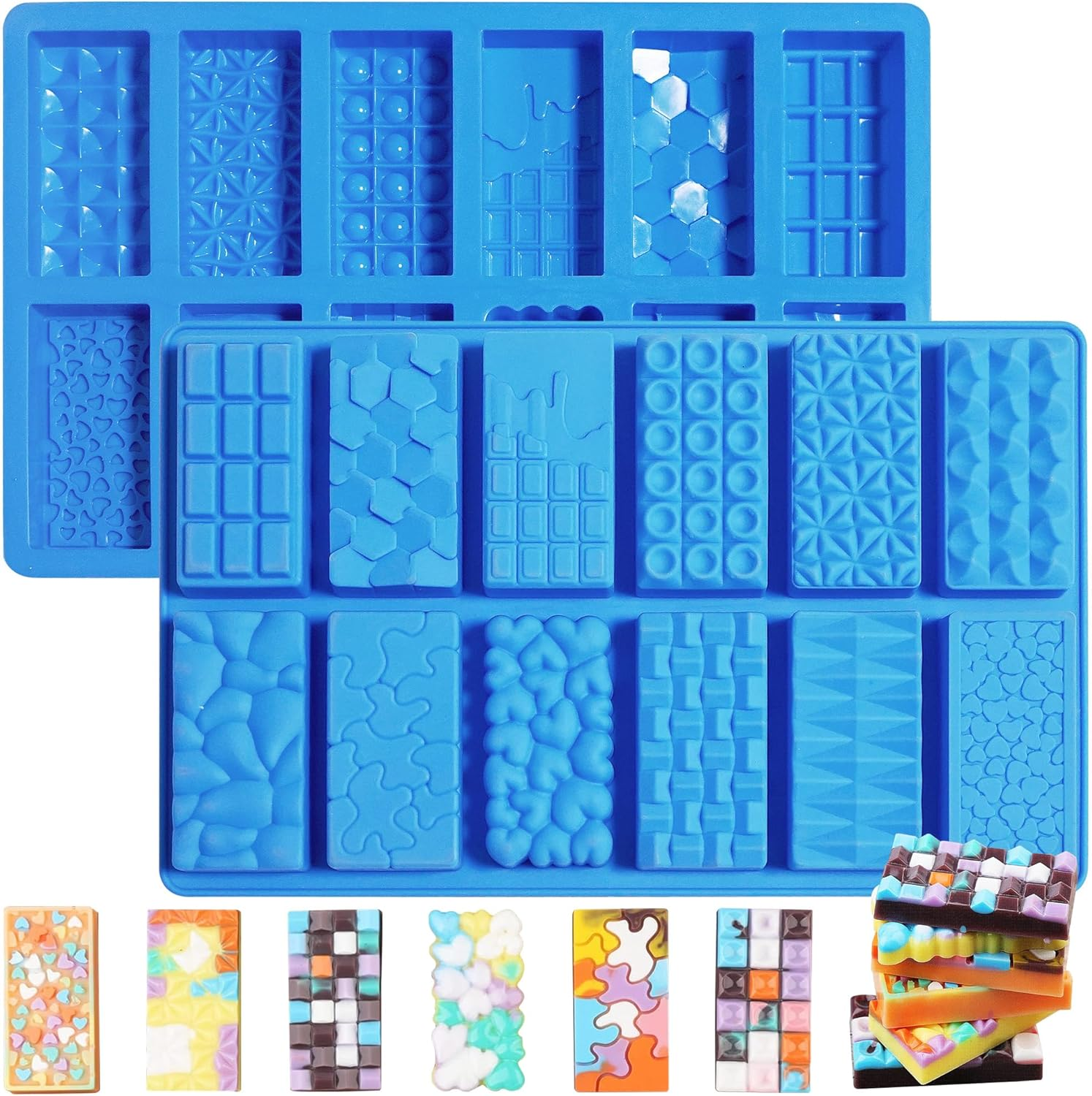 2025New Deep Small Chocolate Bar Mold for Mini Dubai, 2Pcs Candy Silicone Molds for Dubai Pistachio image number 1