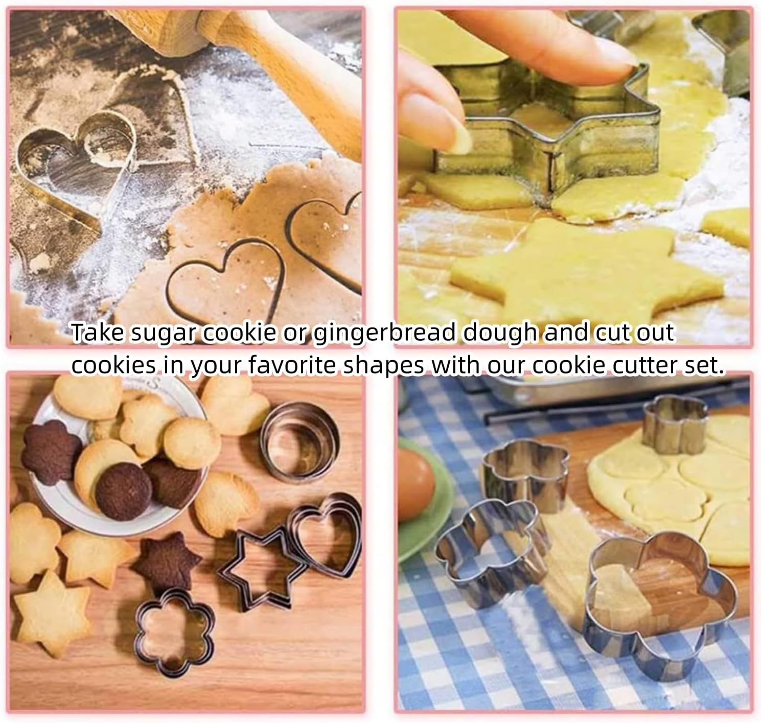 Cookie Cutter,12 PCS Heart Star Circle Flower Shaped Stainless Steel Cookie Cutter for Baking Mold Cutting Mould Cookie Pastry Fruit image number 1