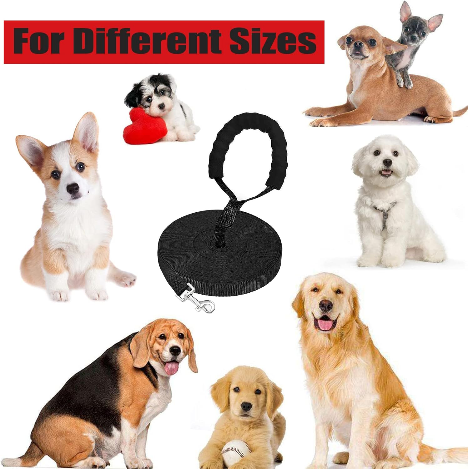 Medium Dog Leads 30M, Training Lead for Dogs with Padded Handle, Extra Long Line 30M Long Dog Leash for Recall Training, Tracking Leash for Dogs, Ideal for Yard, Lawn, Park, Beach, Obedience image number 3