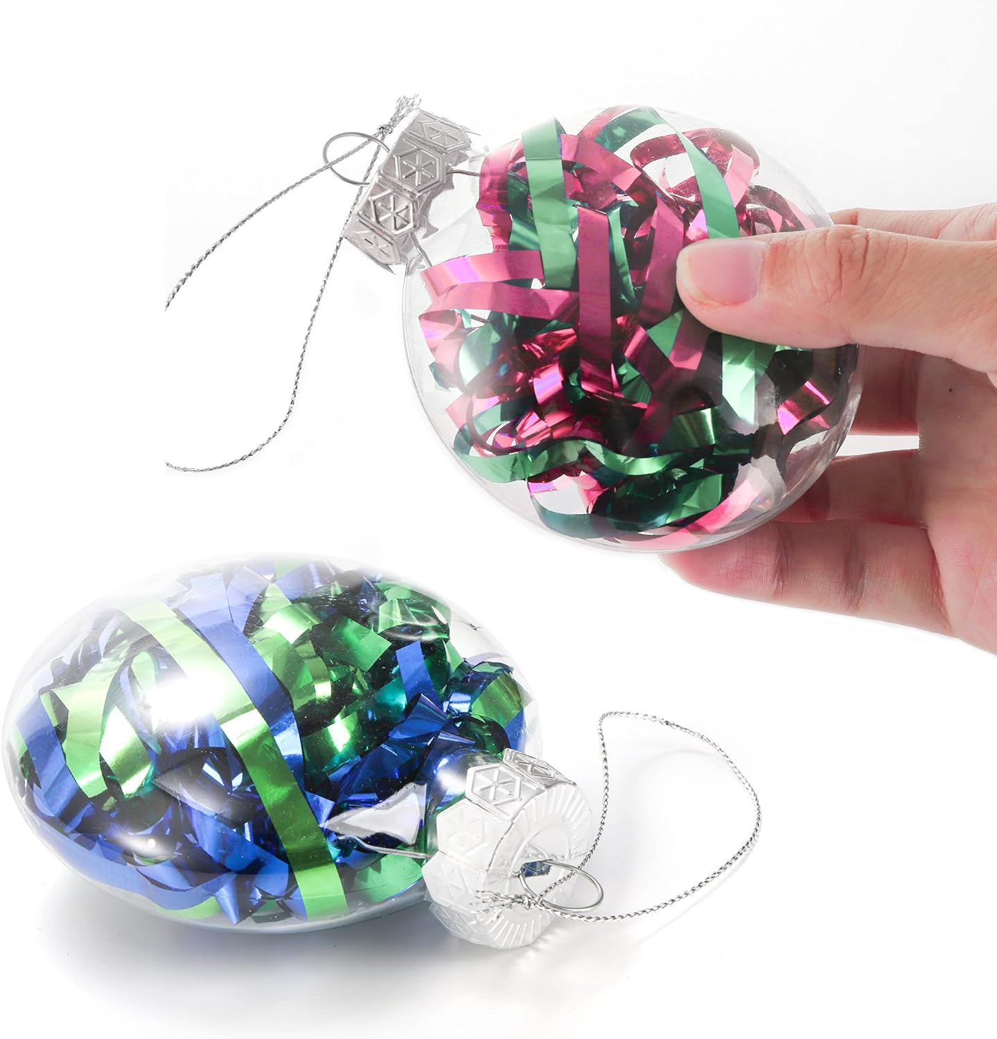 Kingrol 15 Pack Ornament Discs, 3.15 Inch Clear Plastic Fillable Ornament Ball for DIY Craft Projects, Christmas, Wedding, Party, Home Decor image number 1