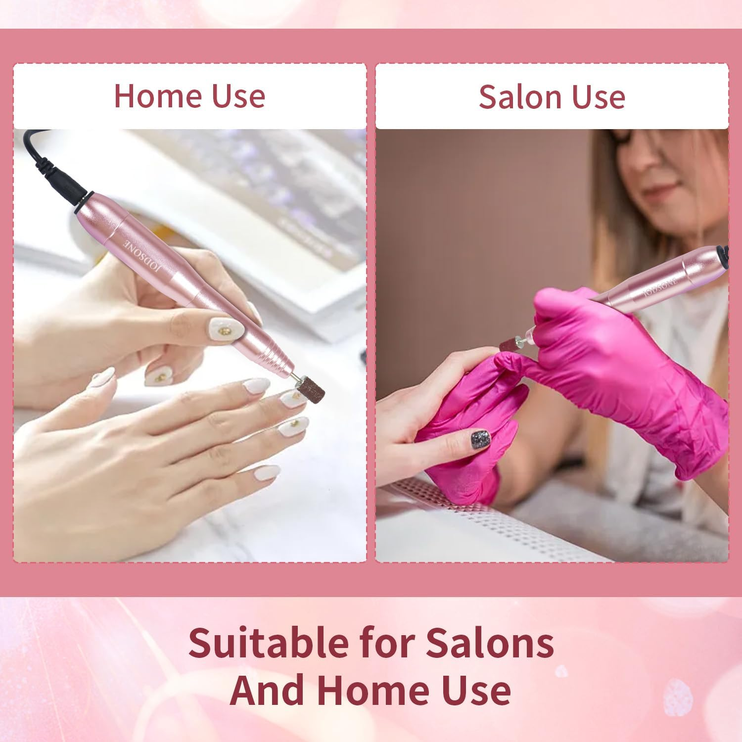 JODSONE Professional Electric Nail Drill 20000RPM Low Noise Work Efficiently with 6 Replacement Drills for Salon and Home Use