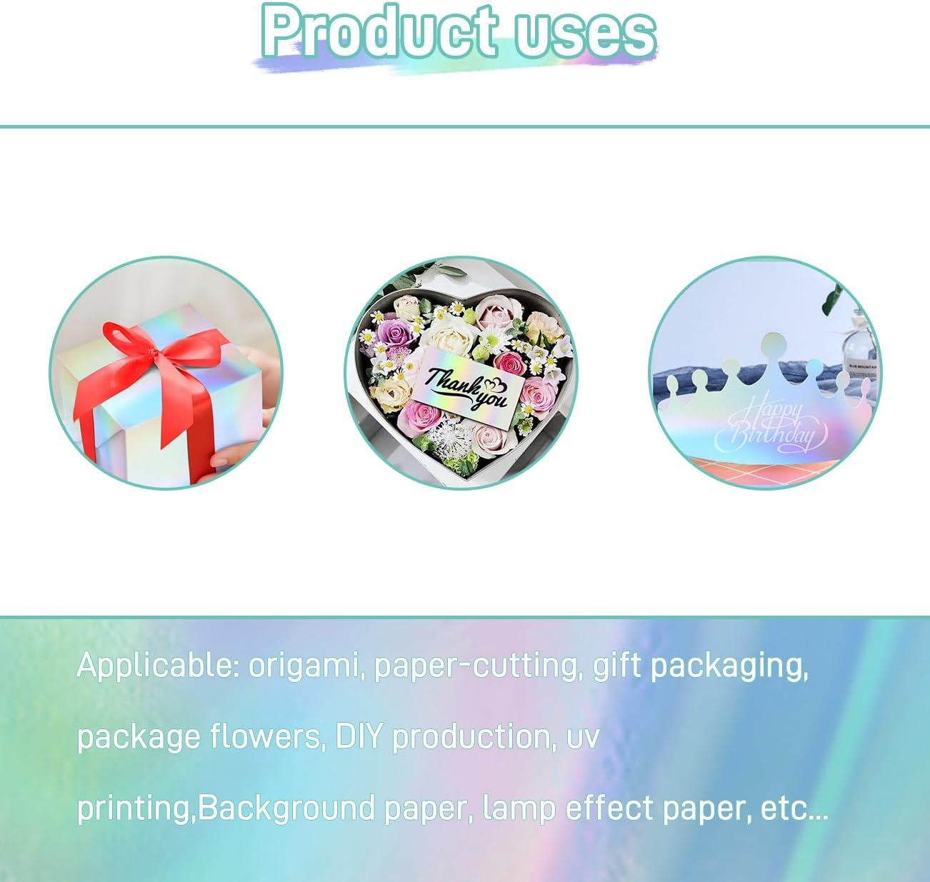 30 Sheets Holographic Cardstock, A4 Sliver Metallic Iridescent Mirror Paper Foil Board Reflective Sheets for Scrapbook Poster DIY Craft image number 5