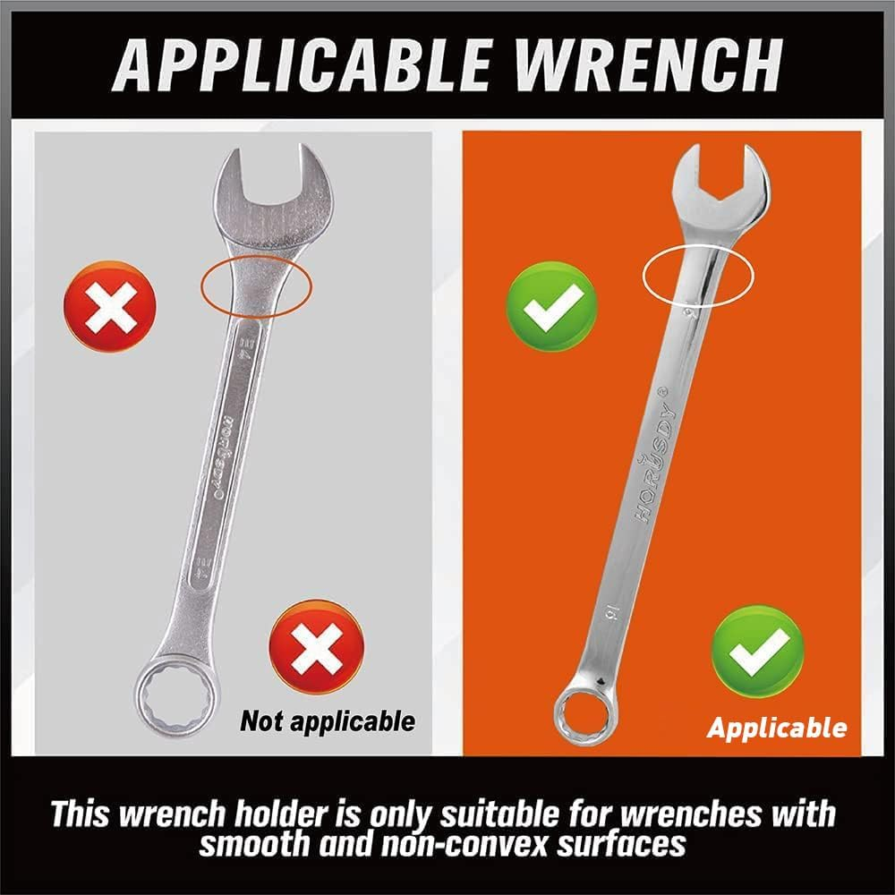 HORUSDY 2-Piece Magnetic Spanner Holder, Magnetic Wrench Organizer, Magnetic Spanner Storage Rack, SAE(1/4" - 1/16") and Metric(6Mm-24Mm)