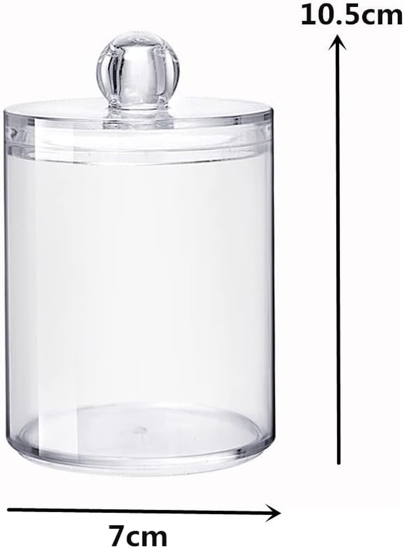 GYWHOOFT Swab Holder Canisters with Lid,4Pack Holder Dispenser for Cotton Ball, Cotton Swab, Clear Plastic Apothecary Jar Set for Bathroom Canister Storage Organization, Vanity Makeup Organizer