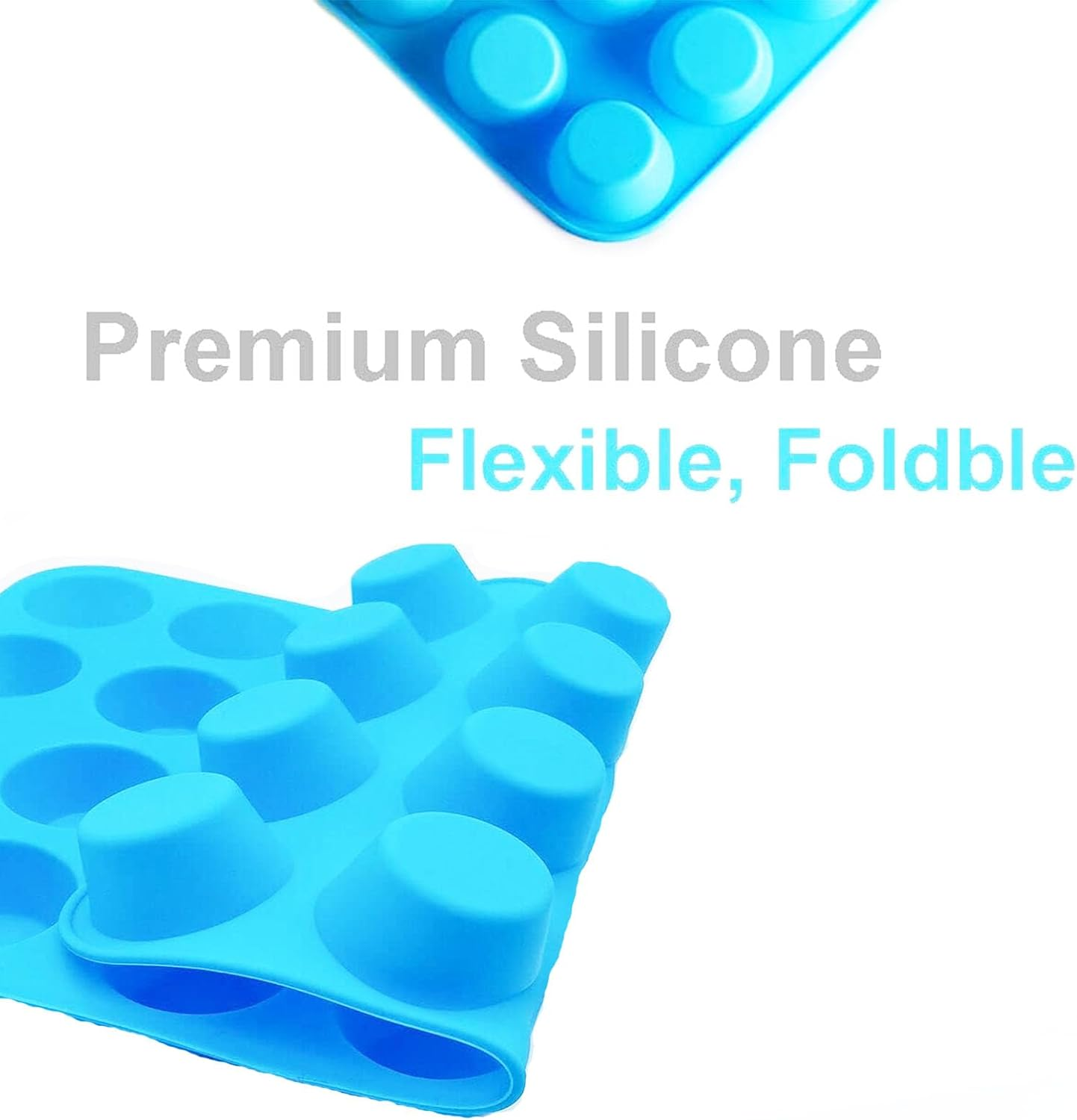 Silicone Muffin Pan Mini 24 Cups Cupcake Pan,Non-Stick BPA Free Muffin Pan Cupcake Bakeware Baking Mould Great for Making Muffin Cakes, Tart, Easy-Release Non-Stick Tray (Red, 1Pcs) image number 3