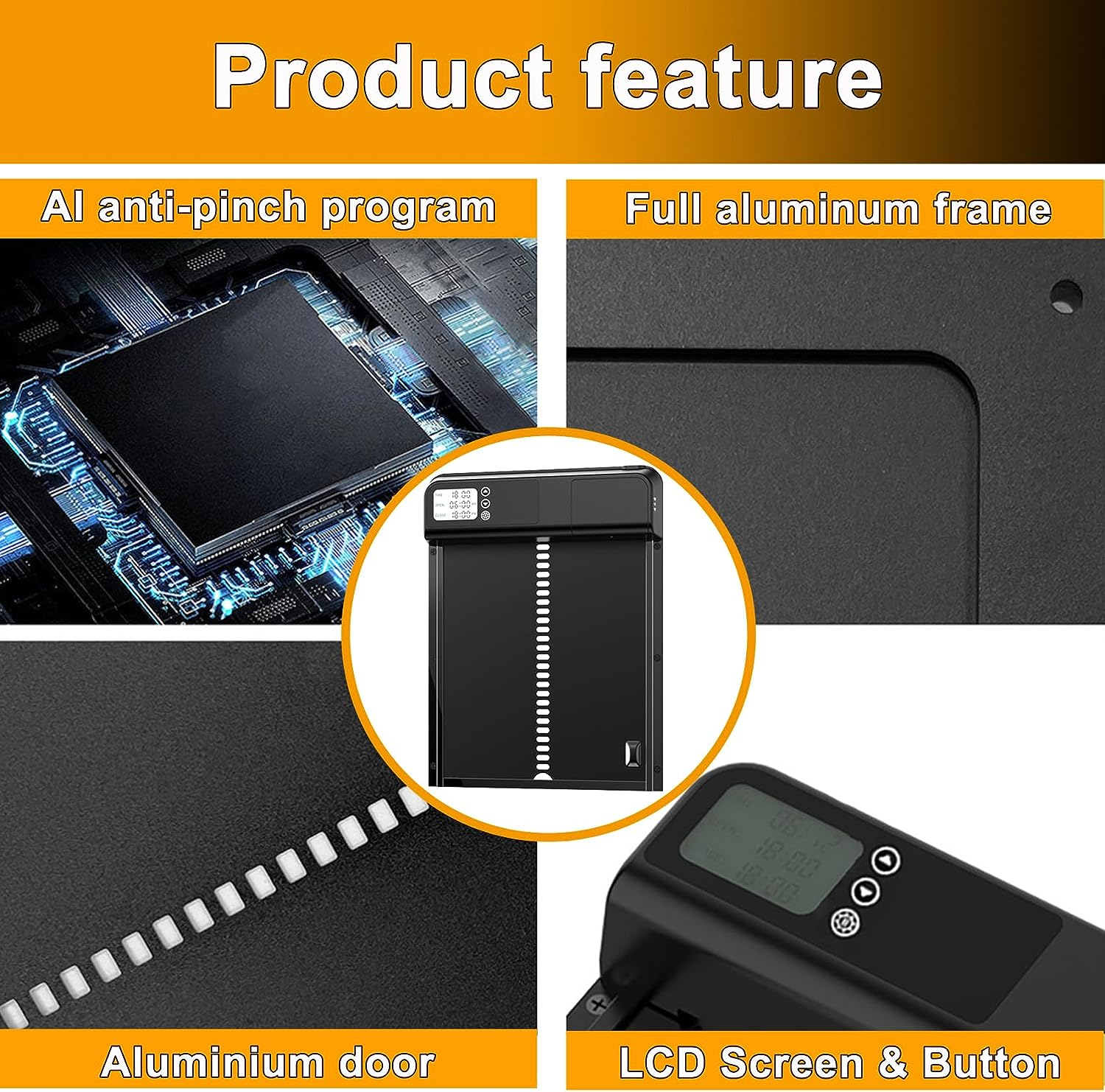 AUTENS Chicken Coop Door Automatic Aluminum Auto Coop Door with Timer Control LCD Display Door Opener Black image number 3