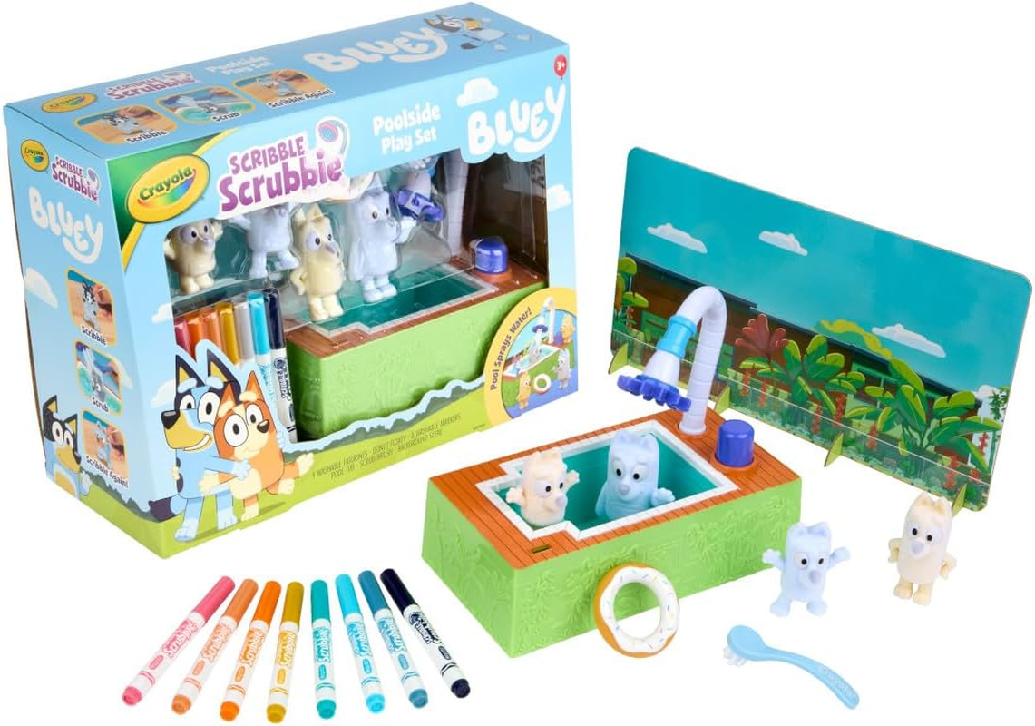 Crayola Scribble Scrubbies Bluey Poolside Playset (4Ct), Colorable Bluey Toys for Kids, Washable Coloring for Toddlers, Ages 3+ image number 3