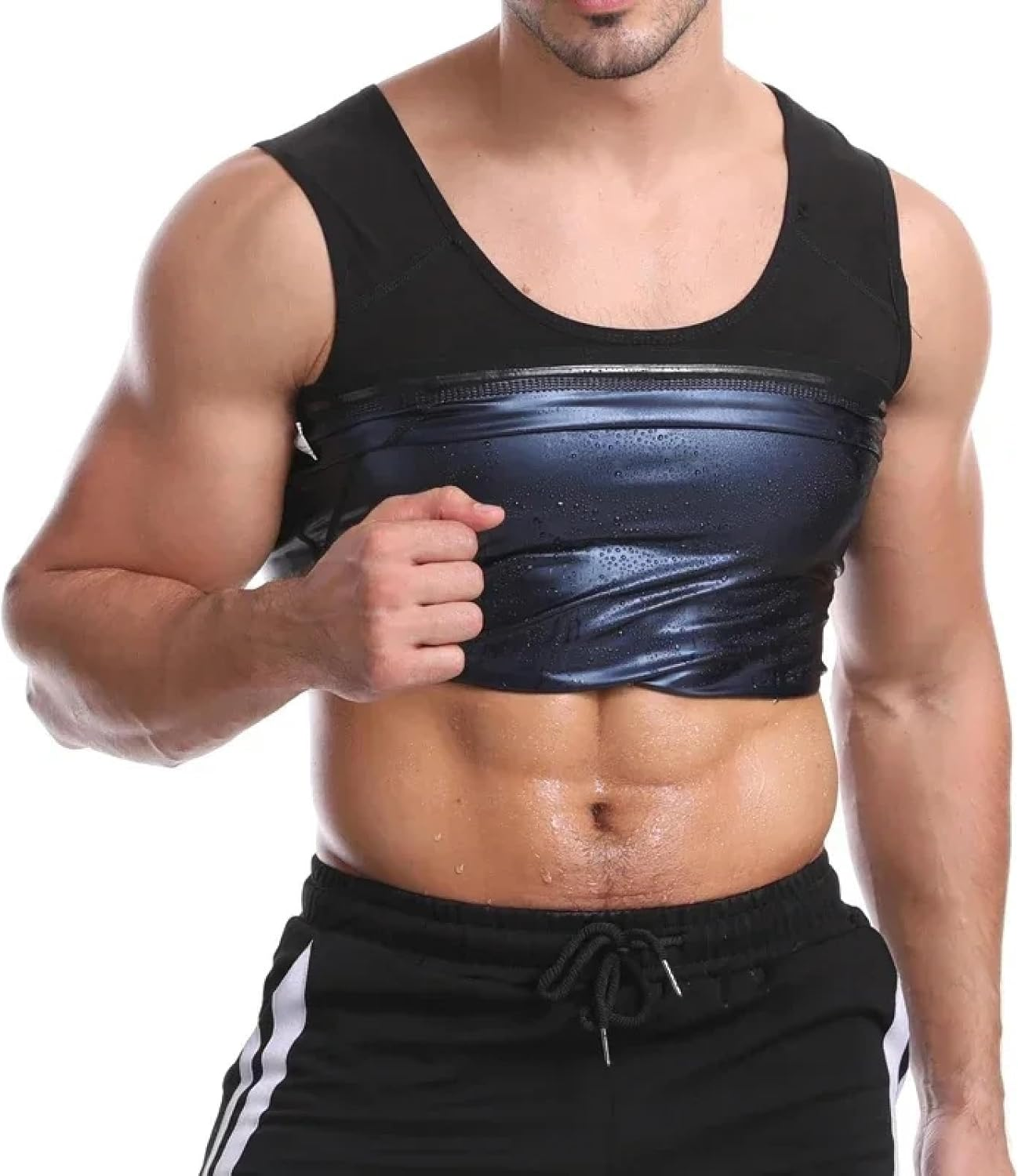 Sweat Sauna Vest for Men, Heat Trapping Polymer Vest, Gym Fat Burning Tank Tops Sauna Suit Workout Tank Top Pullover Waist Trainer Shirt Body Shaper（L/Xl） image number 1