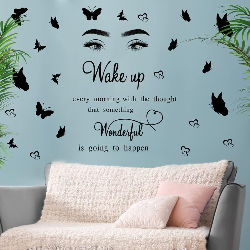 WRENYZK Wall Stickers, Inspirational Quotes Wall Art Stickers, Wall Decorations for Bedrooms Aesthetic, Butterfly Wall Sticker for Hallway Stairs, Motivational Stickers for Adults, Teens (Blue Glow) image number 5