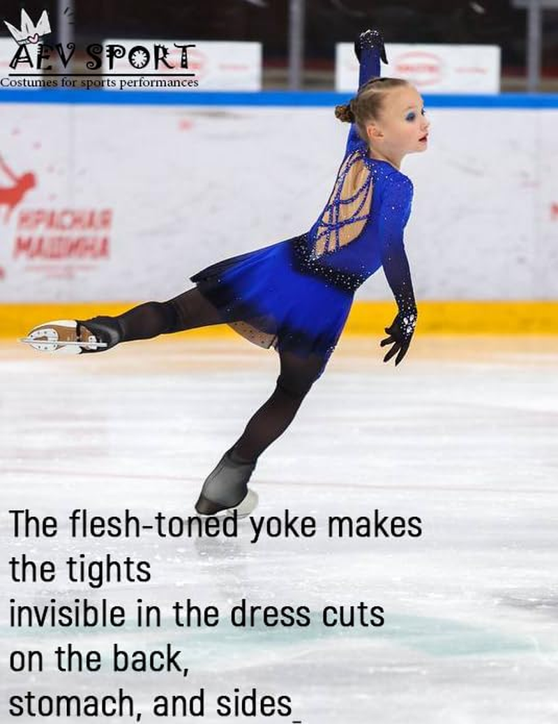 Aevsport Women Mesh Tights for Figure Ice Skating with Seam over the Heel of the Boot image number 2