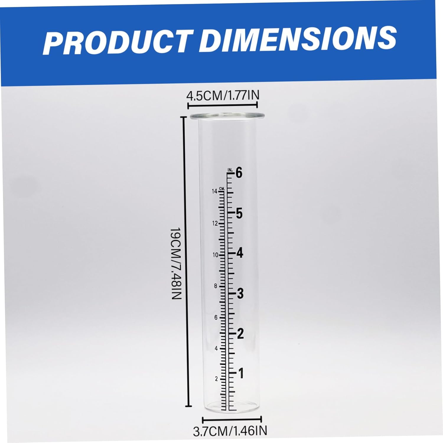 Rain Gauge Outdoor with Scale, 7.5" Scratch Proof Weather-Resistant Clear Glass Rain Gauge Replacement Tube for Yard, Garden, Patio- image number 5