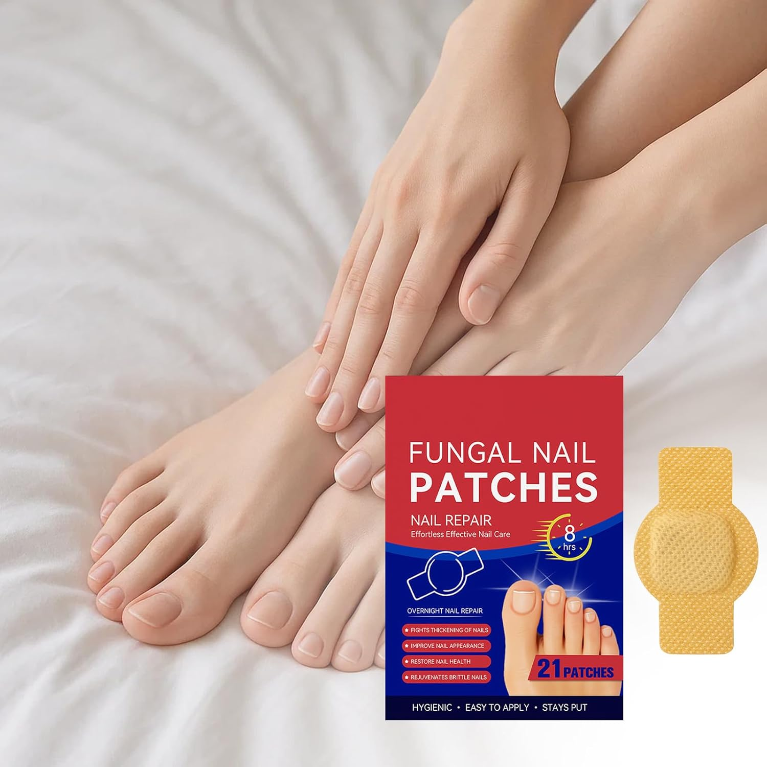 21 Pcs Fungal Nail Patches, Toe Nail Fungus Treatment, Nail Repair Patches for Damaged and Discolored Nails, Overnight Nail Care Solution for People image number 6