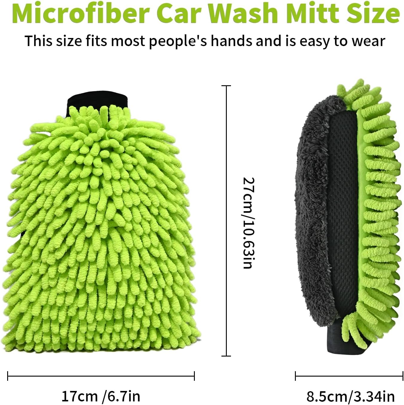 DU Life Car Wash Mitt, 2PCS Microfibre Noodle Car Washing Mitts, Efficient 3In1 Car Cleaning Mitt, Car Wash Mitt Gloves with Elastic Wrist Cuffs for Whole Car Washing