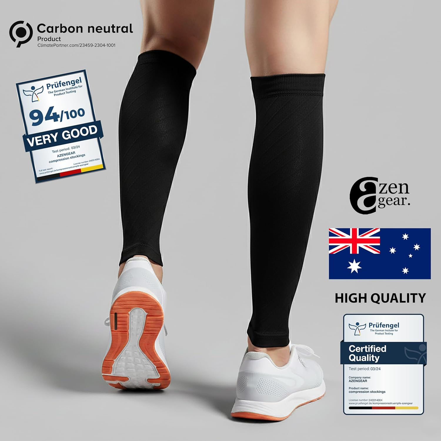 Azengear Calf Sleeves for Men & Women (20-30 Mmhg) - Calf Support - Compression Calf Guards - Leg Sleeves for Torn Muscle - Shin Splints Brace (Pair) - Black S/M image number 4