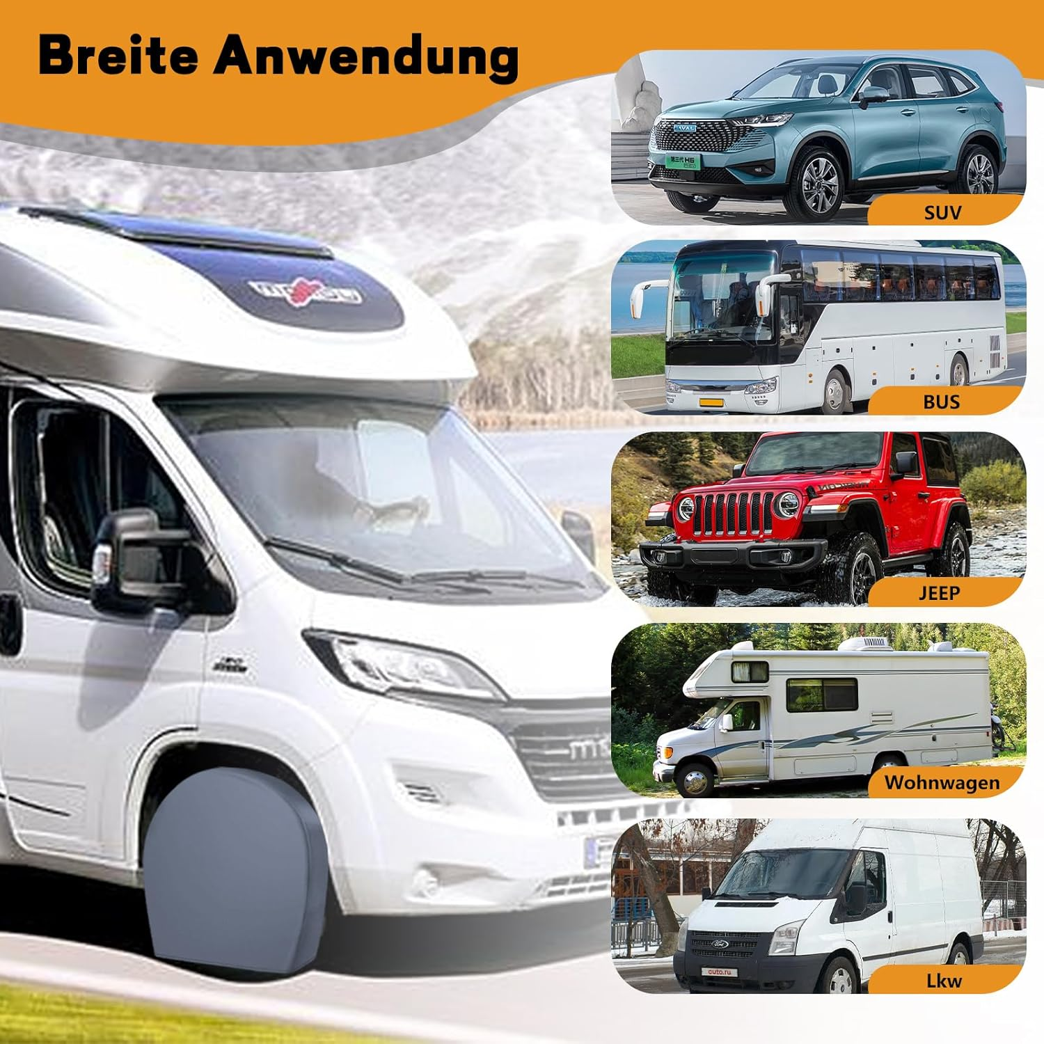 Caravan Wheel Cover, Tyre Cover, Caravan, All-Round Protection, UV Protection, Waterproof, Dustproof, Universal Caravan Tyre Cover (15 Inches, Pack of 4) image number 4