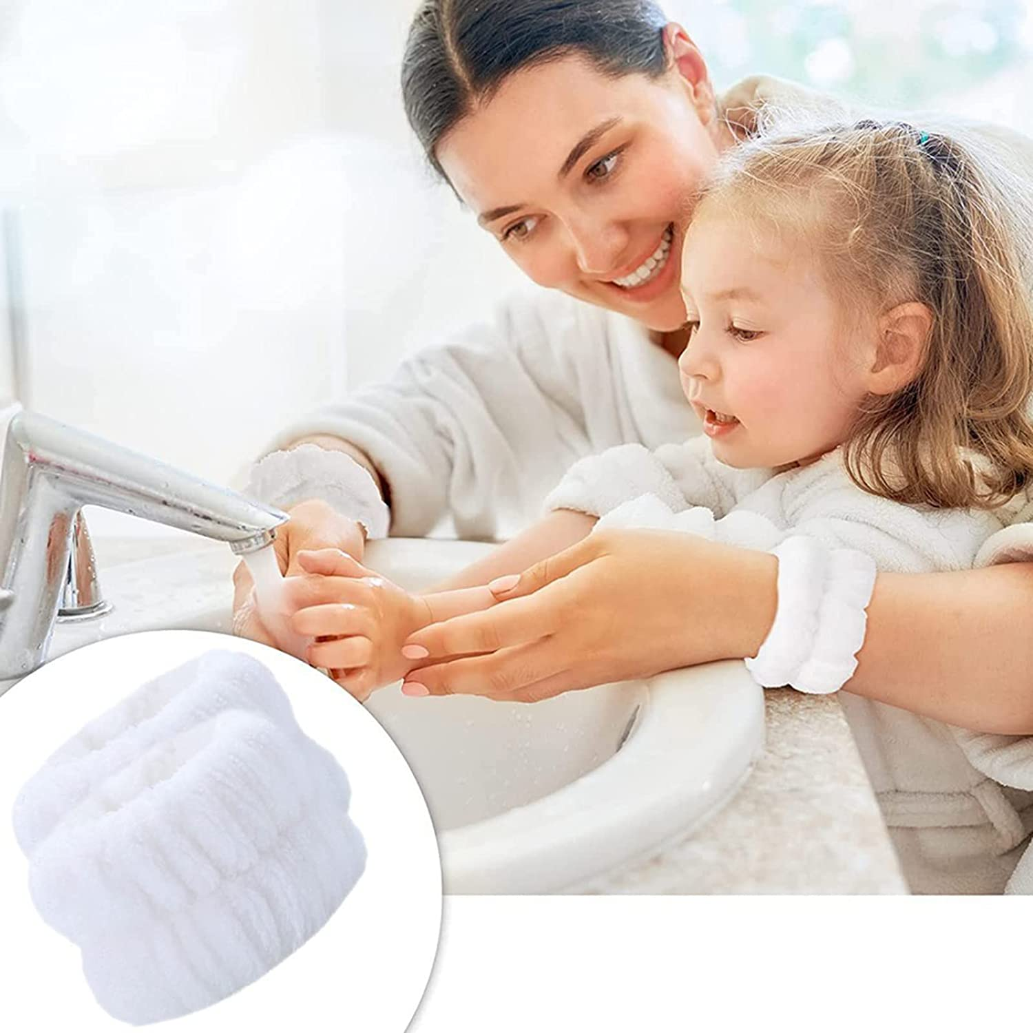 9Pieces Spa Headband Wrist Washbands - Microfiber Head Band Skincare Headbands Makeup Butterfly Headband and Wristband Set for Washing Face, Facial Wrist Towel Washbands for Women Girls image number 5