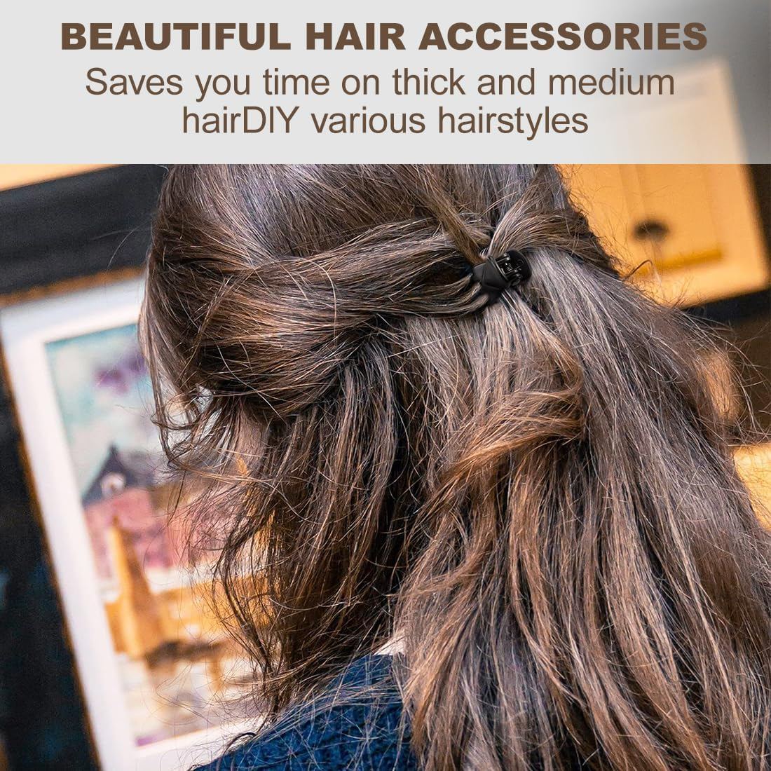 Pack of 36 Mini Hair Clips, Mini Plastic Hair Claw Clips, Non-Slip Grip Small Jaw Clips for Girls and Women, Black, Tortoiseshell, Transparent White image number 5