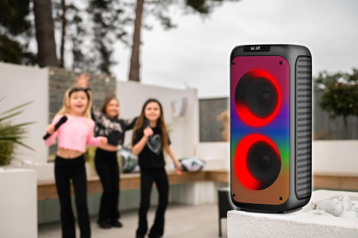 Vocal-Star Portable Karaoke Machine with Bluetooth, 2 Microphones, 100W Speaker, 6 Dazzling LED Full Speaker Lights Effects, Records Vocals, TWS, AUX, Rechargeable image number 3