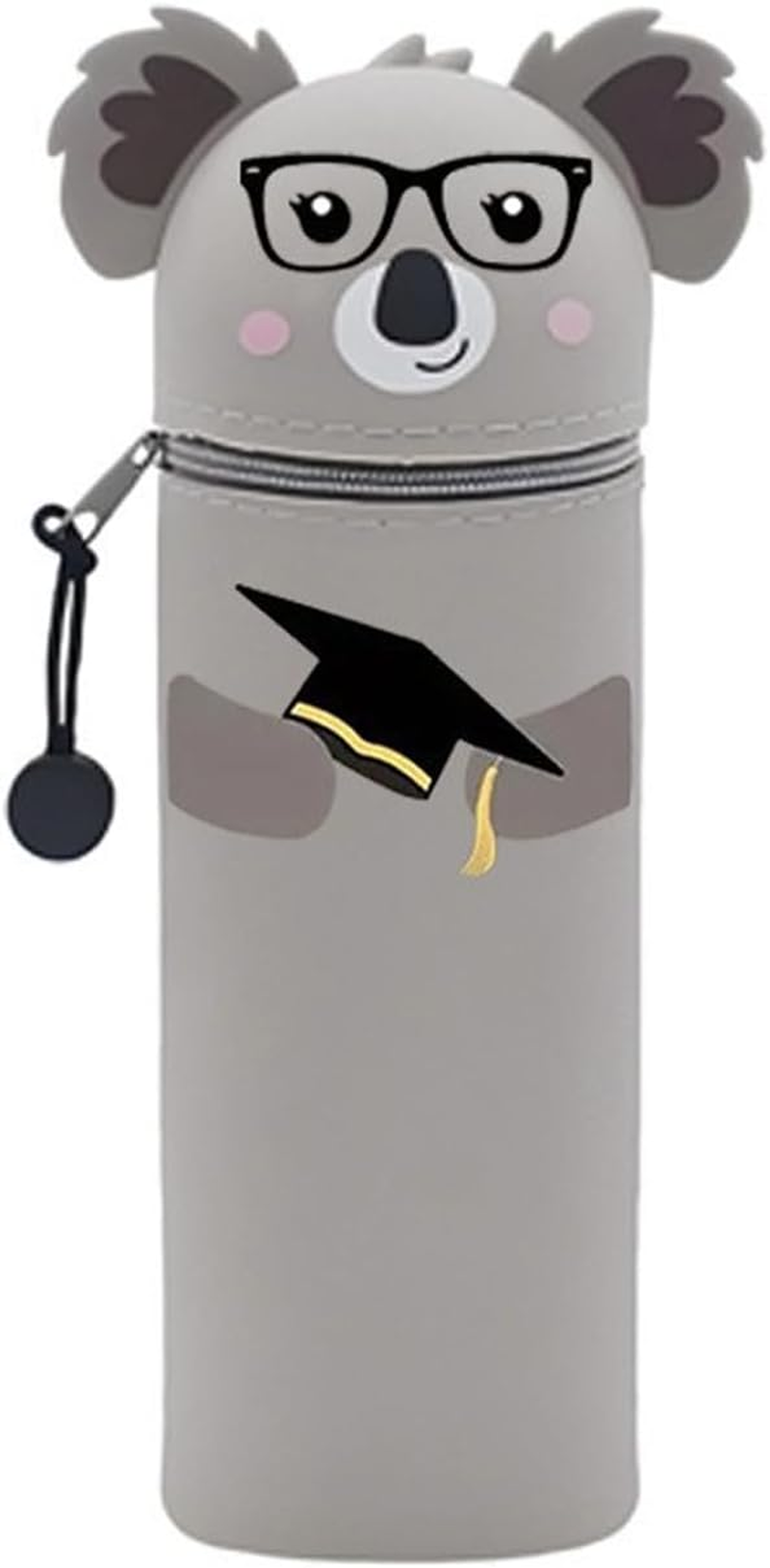 HOPEYMY26 1 Piece Kawaii Pencil Case, Pencil Case Girls, Animal Pen Holder 2-In-1 Zipper Design Silicone Material, Suitable for Storing Colouring Pencils, Markers, H 20 Cm (Koala) image number 6