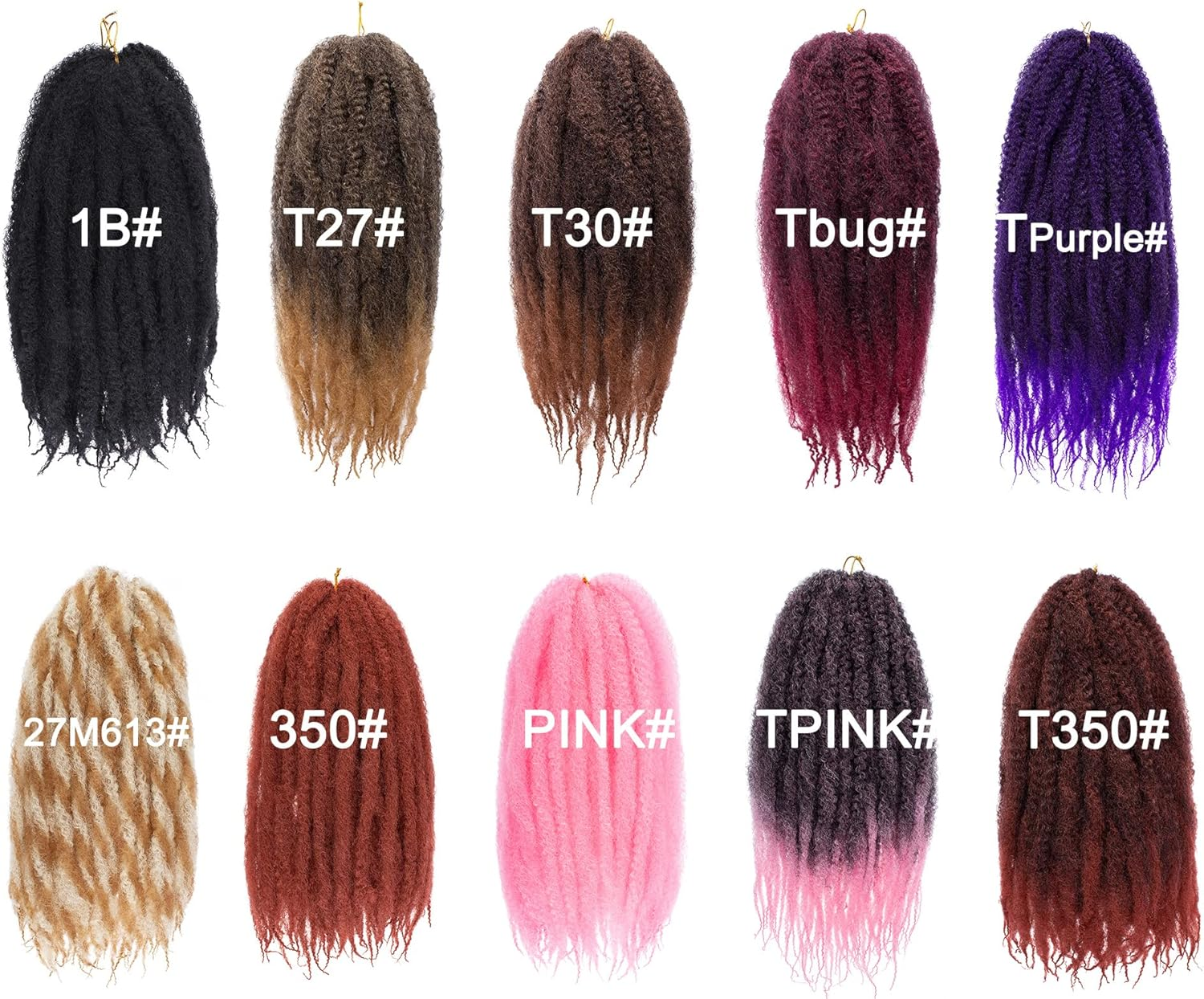 ZRQ Marley Twists Braiding Hair 24" 27 Afro Kinky Marley Hair Crochet Braids 8 Packs Synthetic Twist Crochet Hair for Curls (24", 27#) image number 6