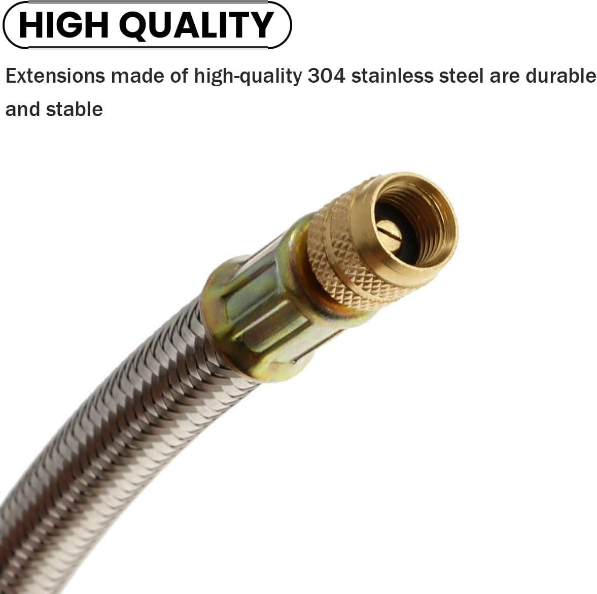 JNNJ Pack of 2 Double Tyre Valve Extension, Extension Tyre Valves Flexible Braided, Stainless Steel Valve Extension for Car, Flexible Car Valve Adapter image number 5