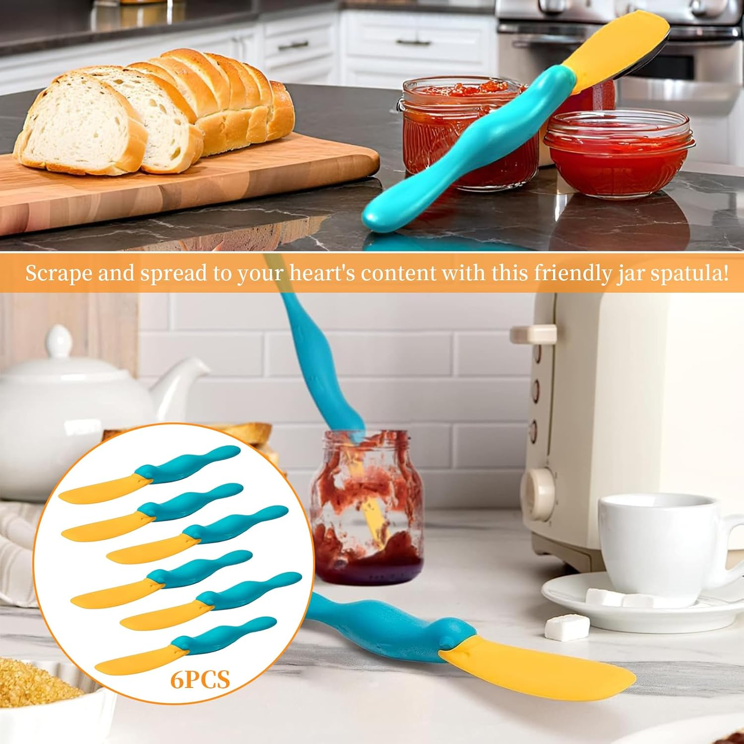 6 Pcs Adorable Platypus Jam Spoon, Silicone Toast Spread Stick, Cheese & Butter Sauce Scraper, Kitchen Baking Tools, Mixing Scraper, Seasoning Brush Knife, Crepe Spreader, Bpa-Free, 100% Food Safe (6) image number 6