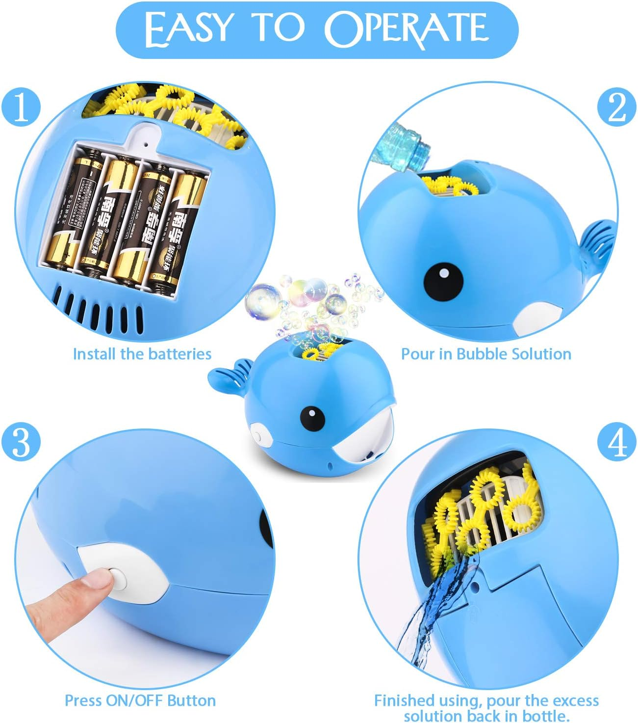 Biulotter Bubble Machine, Automatic Bubble Blower, Bubble Maker More than 2000 per Minute Bubble Machine for Kids, Easy to Use for Parties, Wedding, Indoor and Outdoor Activities image number 2