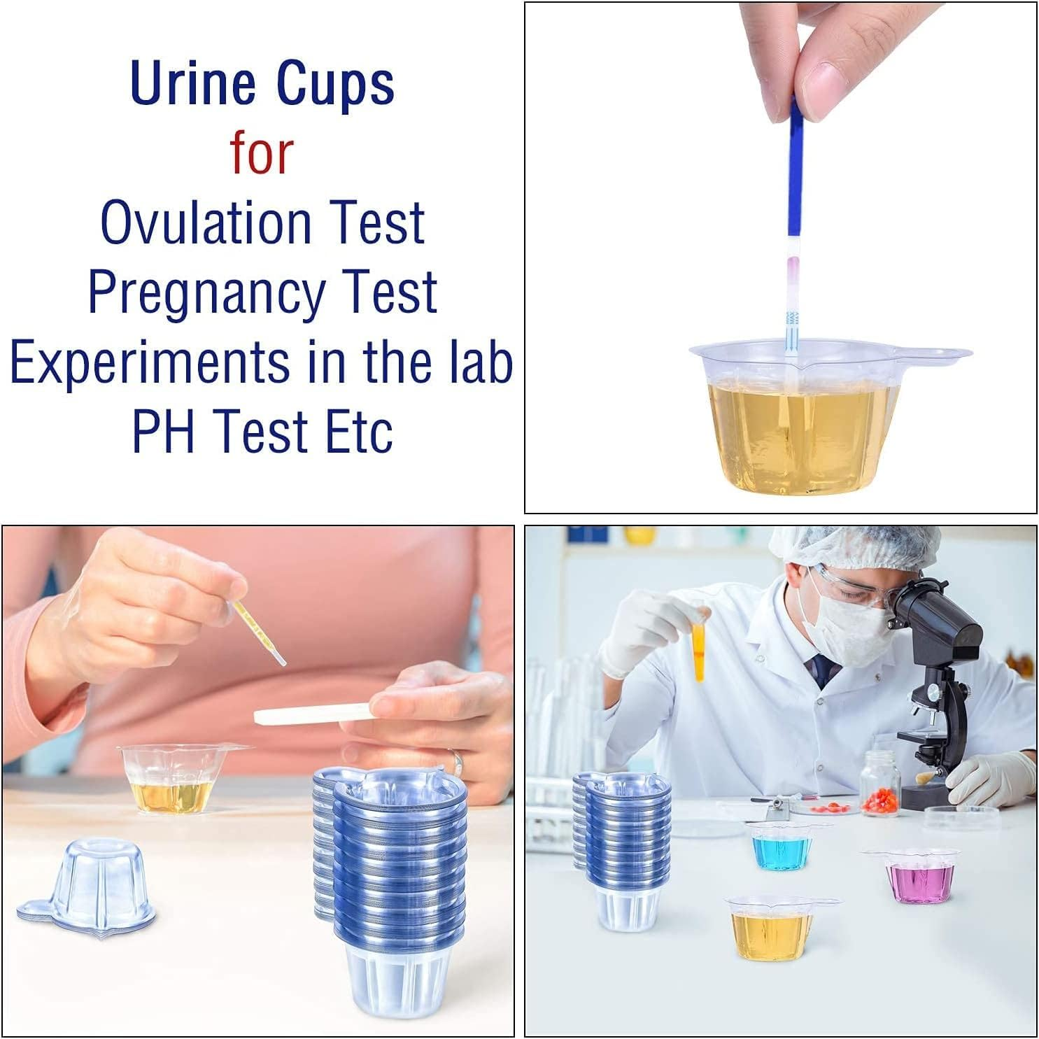 Urine Cups Plastic Urine Collection Cups Disposable Urine Specimen Cups for Pregnancy Test, 40 ML (60 Pieces) image number 4
