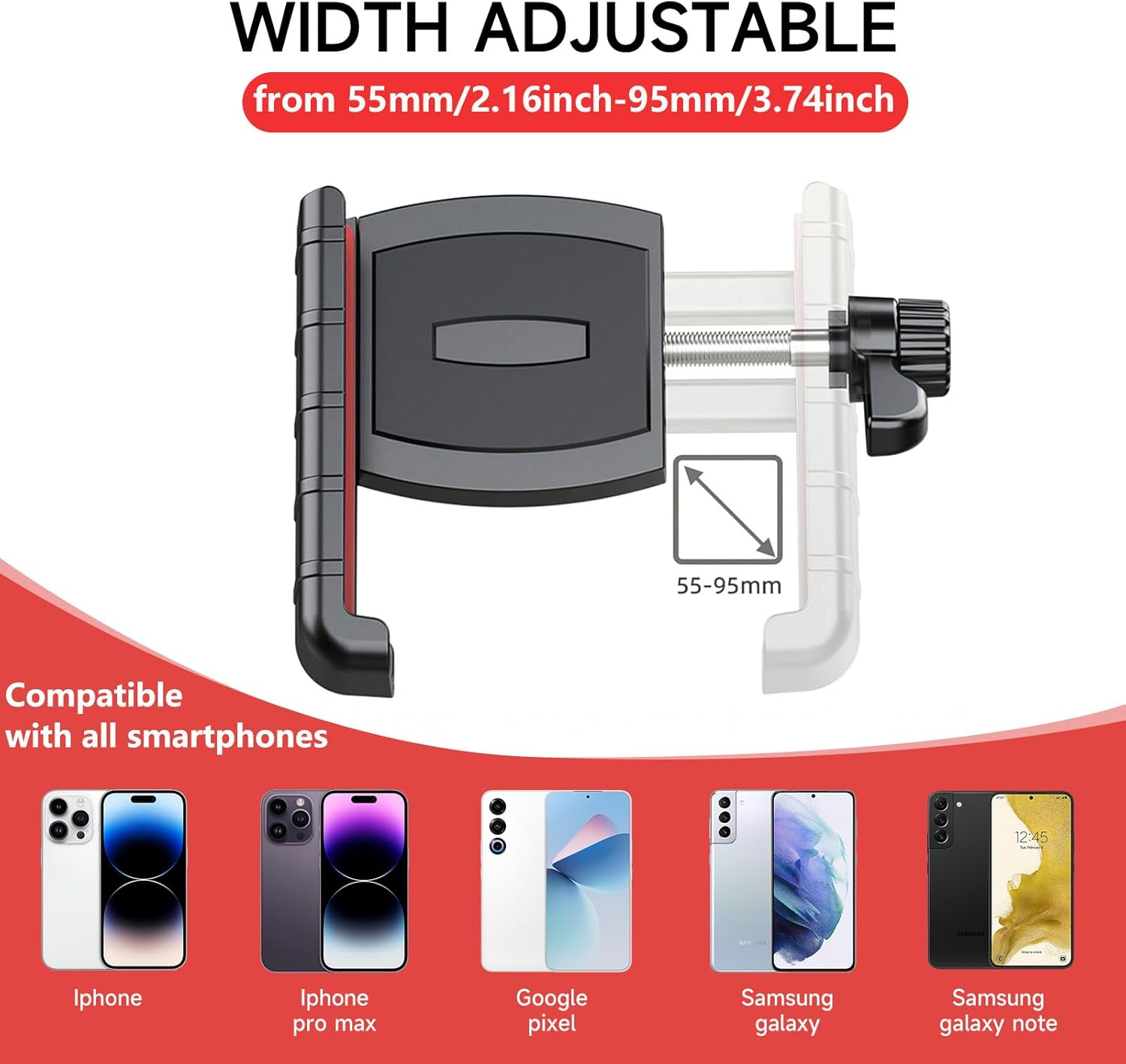 ZEMBSOYA Golf Cart Phone Holder,Bike Phone Holder with 360 Degree Rotation Compatible with Most Smartphones and Phone Cases image number 2