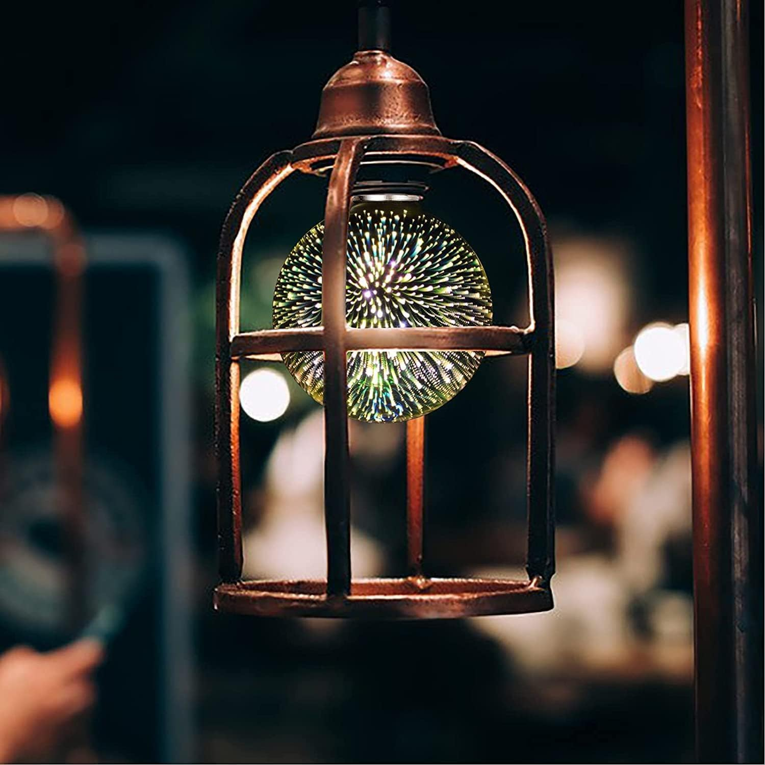 Decorative 3D Bulb Firework Multicolor Light Bulb A60/E27, 4.5W, AC85-265V, Stained Glass Star S Silver M image number 1