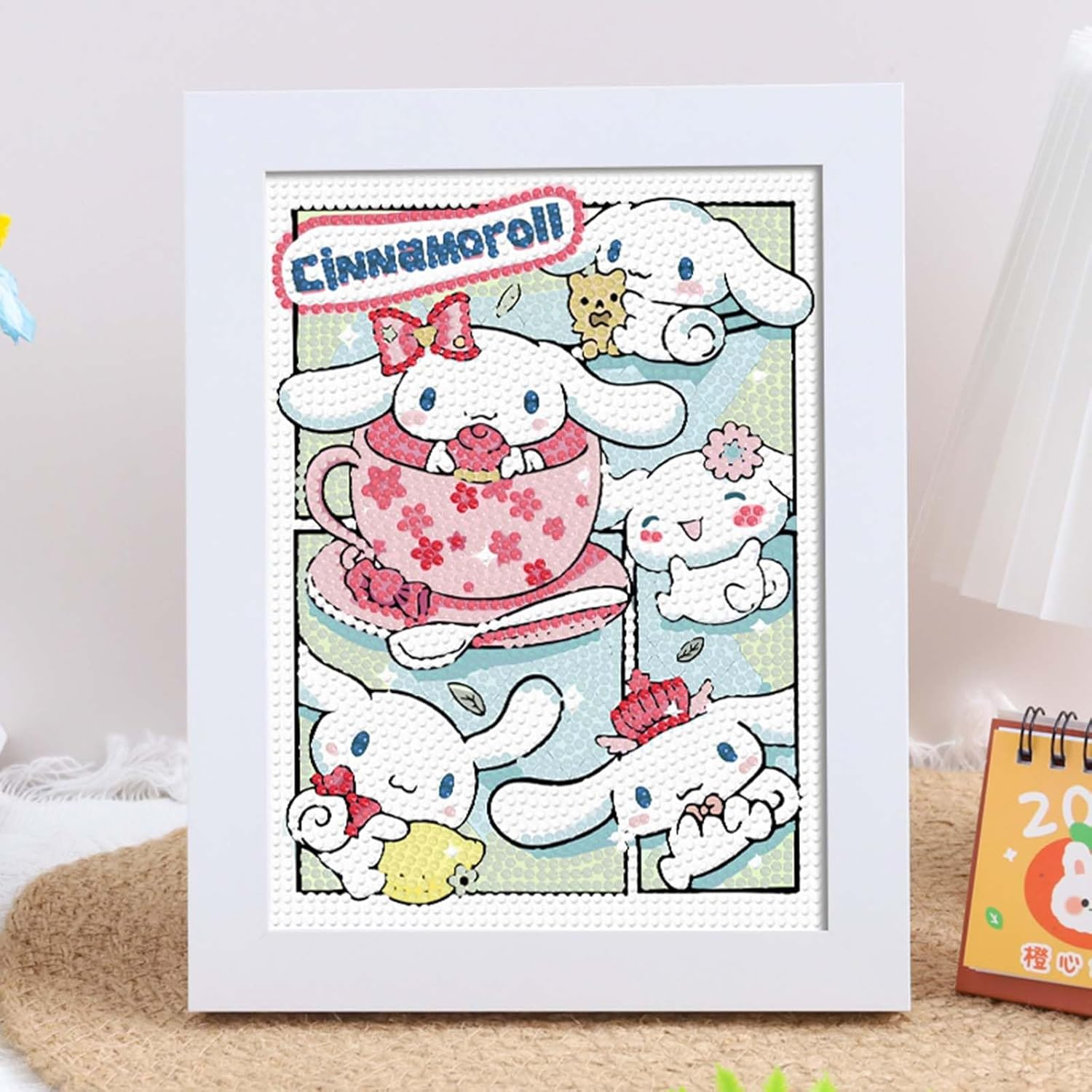 Akutoer Cute Cartoon Diamond Drawing Kits, Kawaii Painting with Diamonds, Gem Arts & Crafts, DIY Paint Supplies with Frames for Home Decor(Cinno)