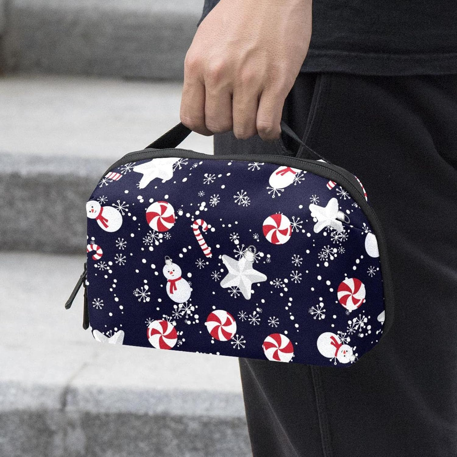 Makeup Bags for Women, Makeup Travel Bag, Waterproof Makeup Organizer Bag, Christmas Snowman Snowflakes Stars Vintage image number 2