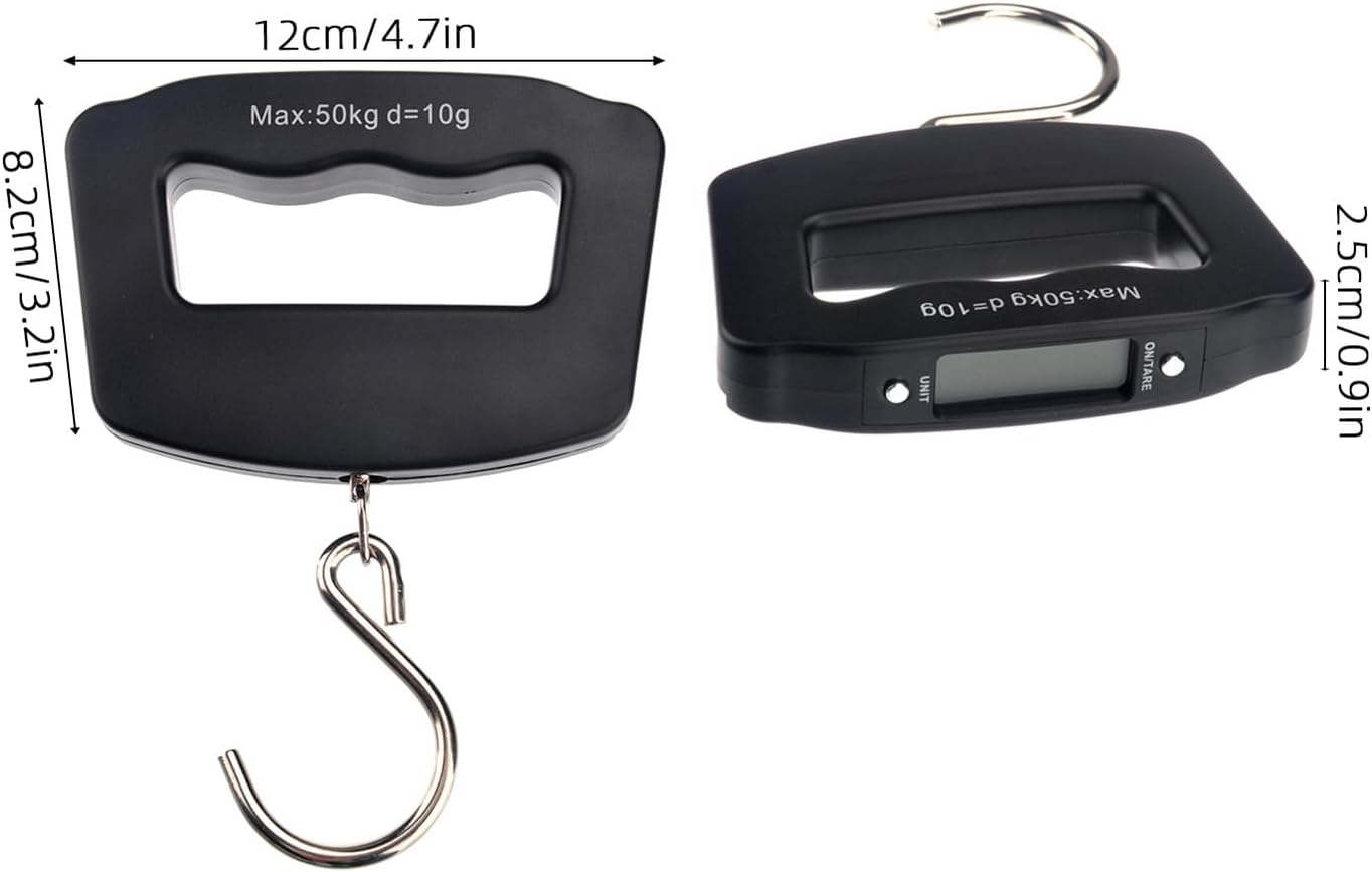 WESIEVYA 2PCS Portable Hanging Weighing Scale with Large Ergonomic Handle Digital Luggage Weight Scale with Backlit LCD Display for Travel Suitcase Baggage image number 4