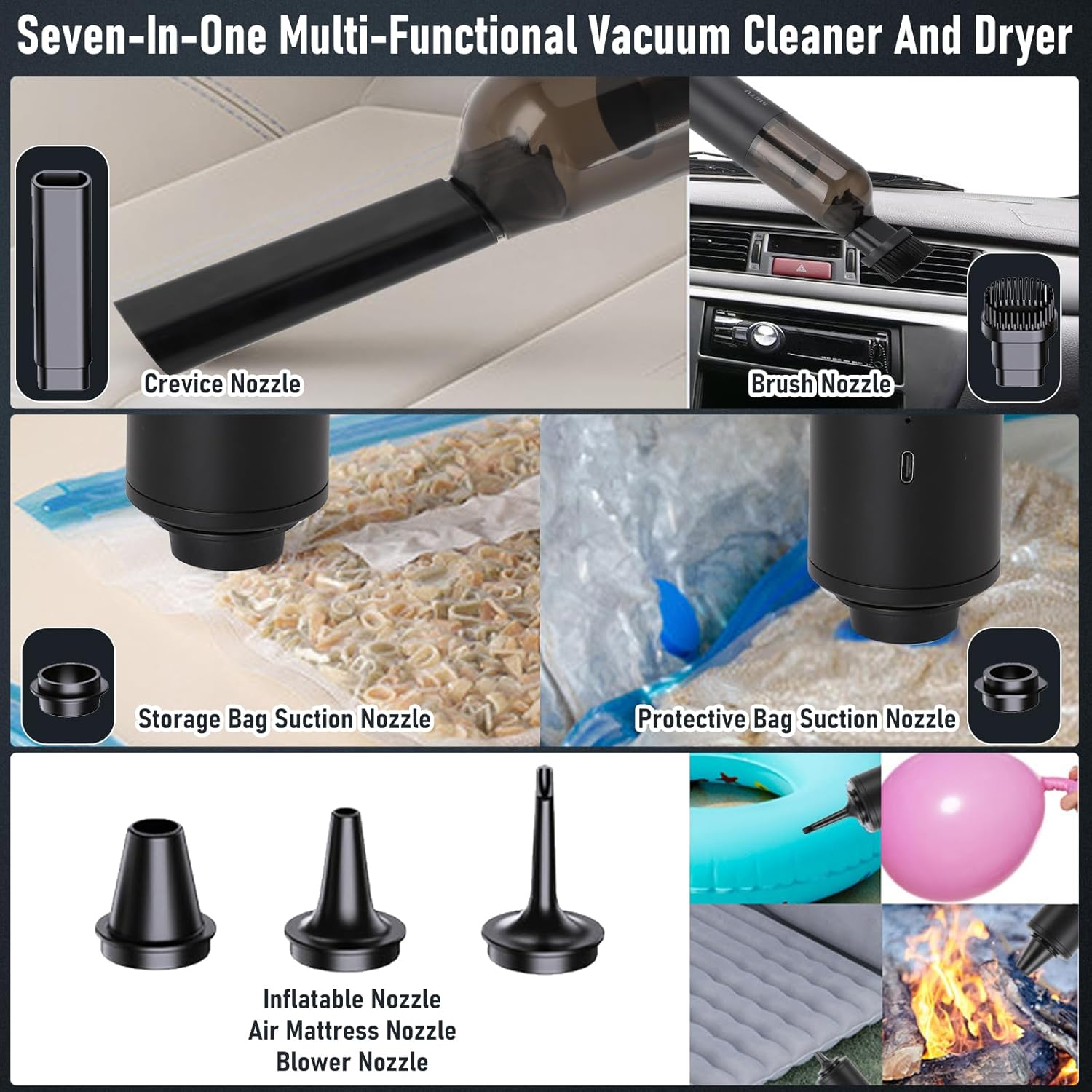 Rechargeable Car Vacuum Cleaner, Cordless Handheld Vacuum, Portable Car Vacuum with 2 Gears 14000Pa Suction for Home Car Travel Cleaning image number 3