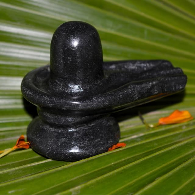 Black Marble Shivling,Shiva Lingam- 3" in Length.- Energized Beautifully Handcrafted Linga for Spiritual Powers Enormous Wealth and Prosperity Baneshwar Narmadeshwar Banalingam Shivling - I-8006 image number 2