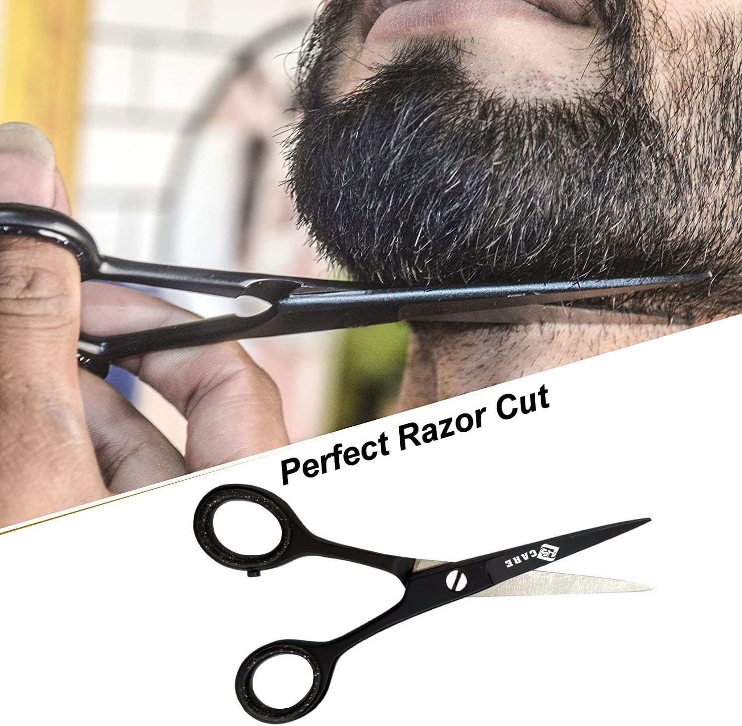 YSCARE Beard & Moustache Scissors for Men Precision Grooming Scissors for Hair Cutting Hairdressing Nose Hair Trimming Stainless Steel (4.5") image number 6