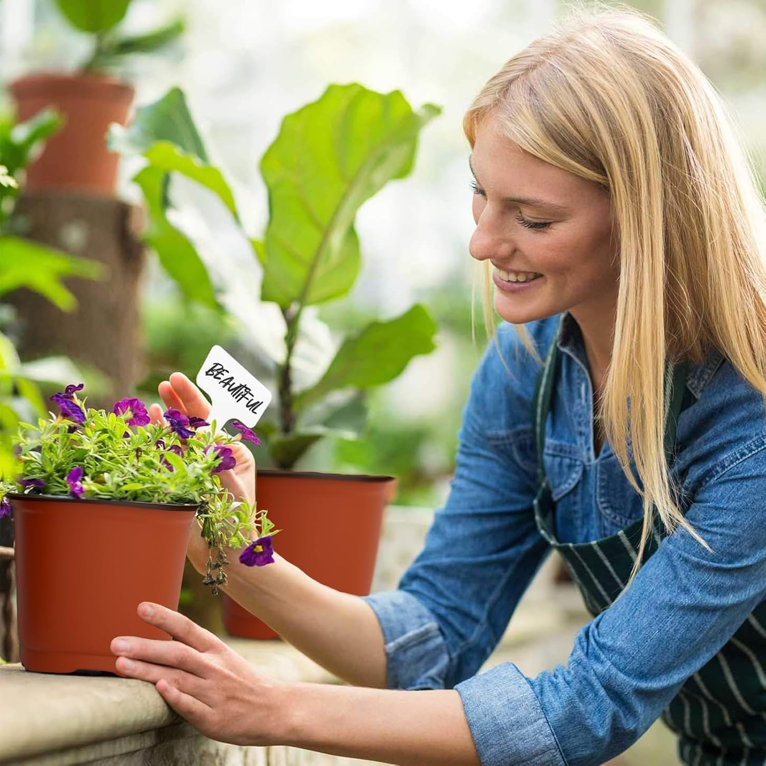 Nursery Pots with Drainage and Saucer,100Pcs Flexible Seed Starting Pots,Seed Starter Pot,Transplanting Containers,Multi-Purpose Functionality,For Succulents Plants Fruits Flowers in Garden Balcony image number 3