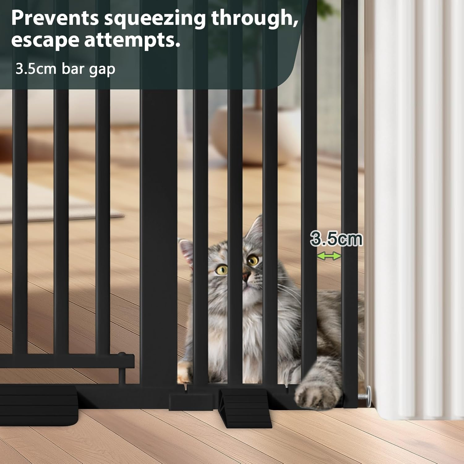 130Cm Extra Tall Cat Gate Barrier for Doorways No Jumping Over, 76-83Cm Wide Pressure Mounted Pet Dog Gates No Drill Auto Close, Cat Fence Indoor Climb Proof (Black) - 76-160 Centimeters Wide image number 5